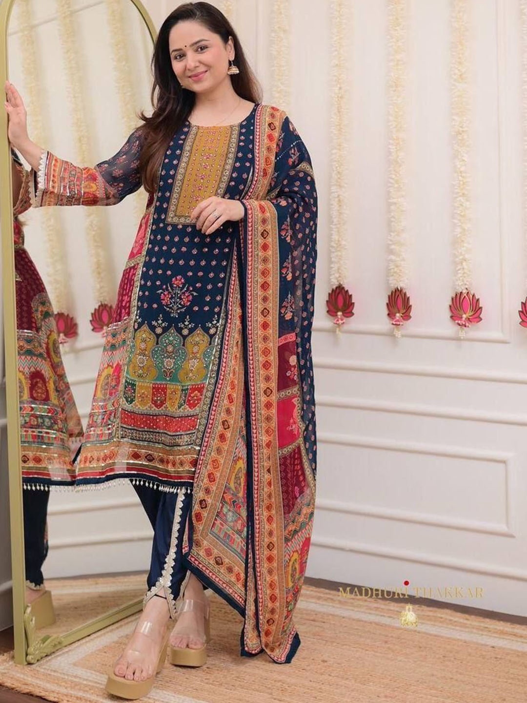 Bought First Ethnic Motifs Printed Beads & Stone Straight Kurta with Dhoti Pants & Dupatta, Blue
Bought First Ethnic Motifs Printed Beads & Stone Straight Kurta with Dhoti Pants & Dupatta, Blue