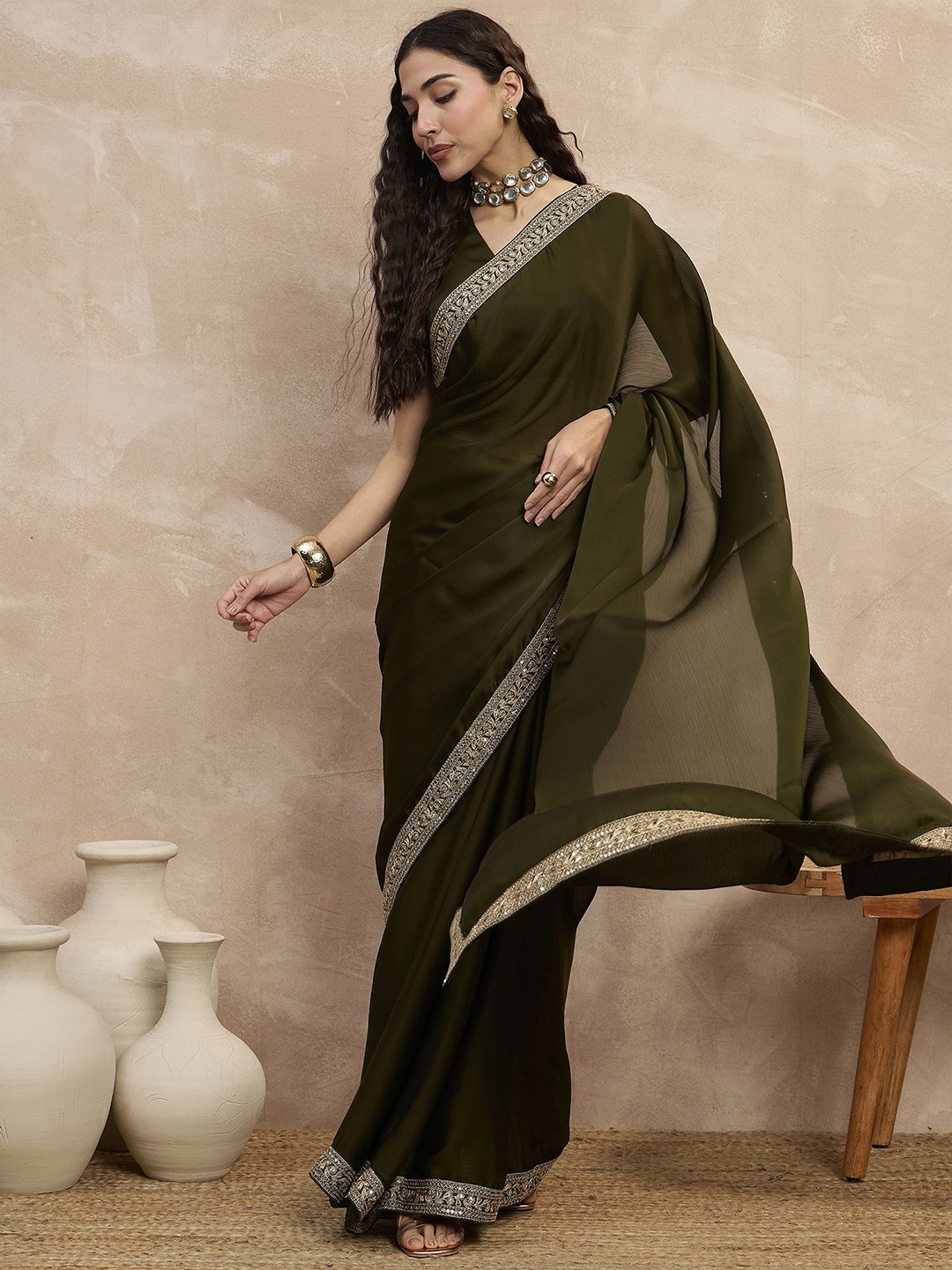 all about you Embroidered Lace Border Satin Saree With Unstitched Blouse Piece, Green
all about you Embroidered Lace Border Satin Saree With Unstitched Blouse Piece, Green