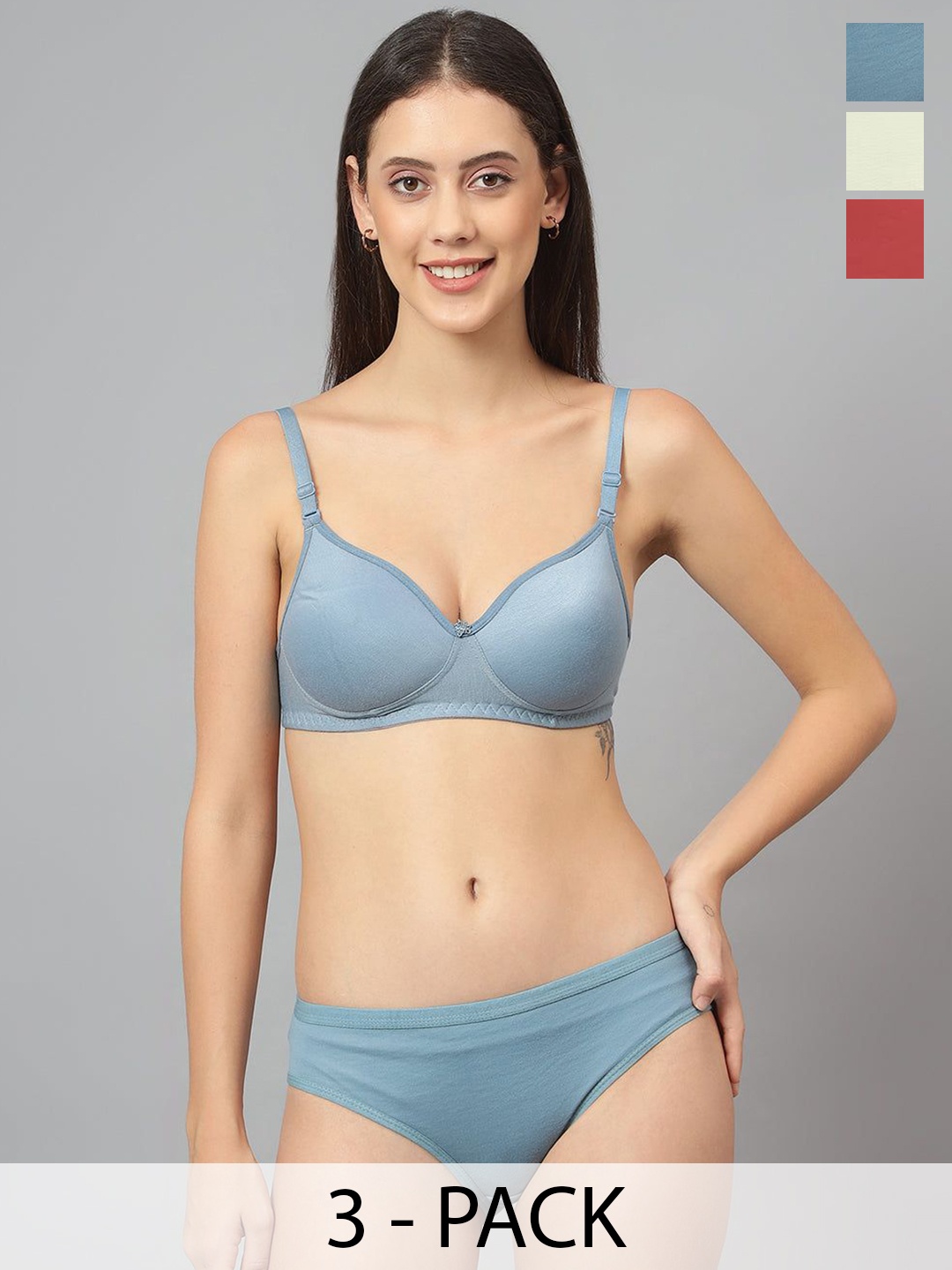 Designer Bugs Pack Of 3 Cotton Non Padded Non Wired Lingerie Set NPLS-LG-M-G-30B, Sea green
Designer Bugs Pack Of 3 Cotton Non Padded Non Wired Lingerie Set NPLS-LG-M-G-30B, Sea green