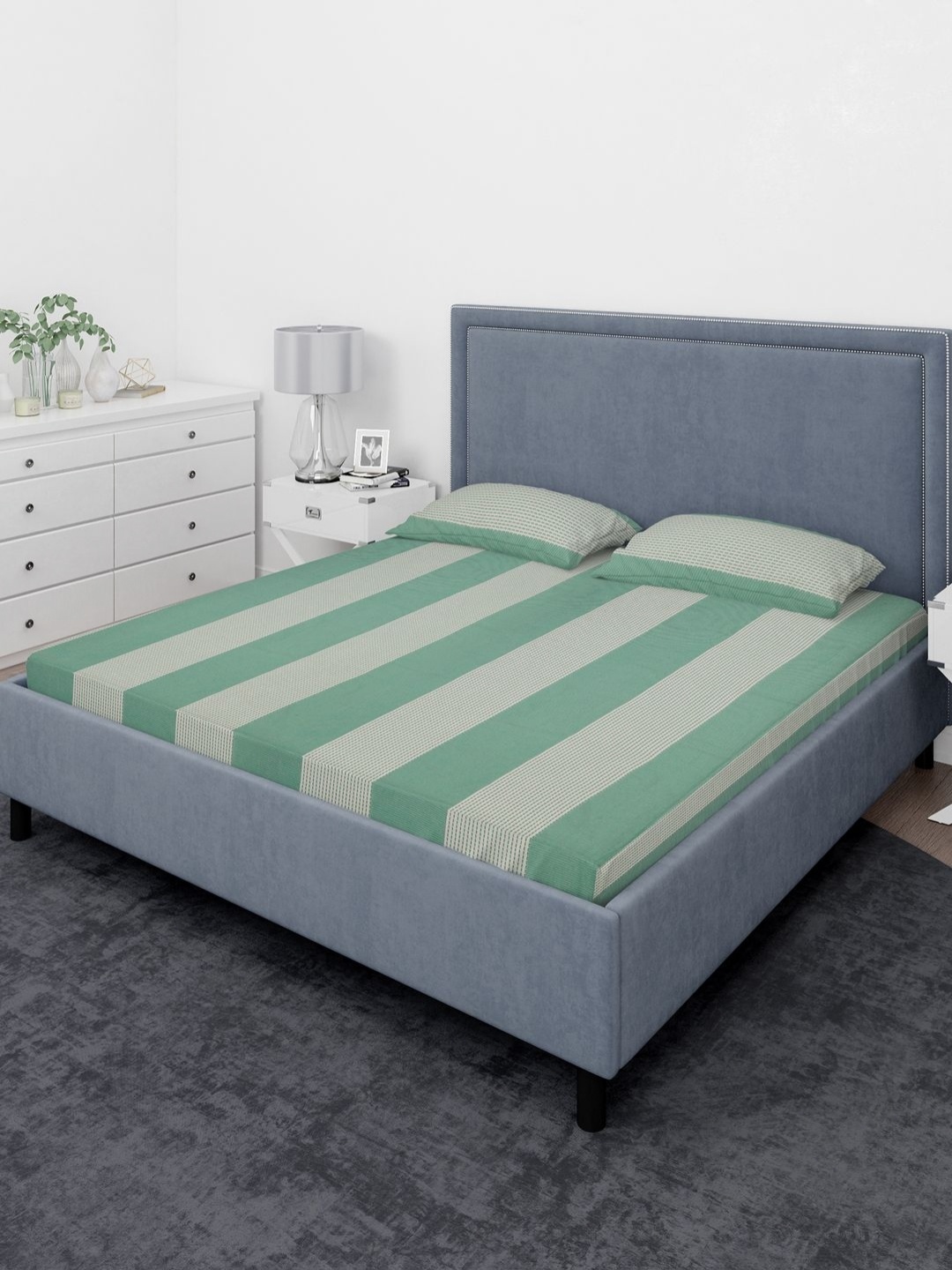 THE CONVERSION Green & Beige Textured Pure Cotton 210 TC King Bedsheet Set-2.28 m x 2.40 m
THE CONVERSION Green & Beige Textured Pure Cotton 210 TC King Bedsheet Set-2.28 m x 2.40 m