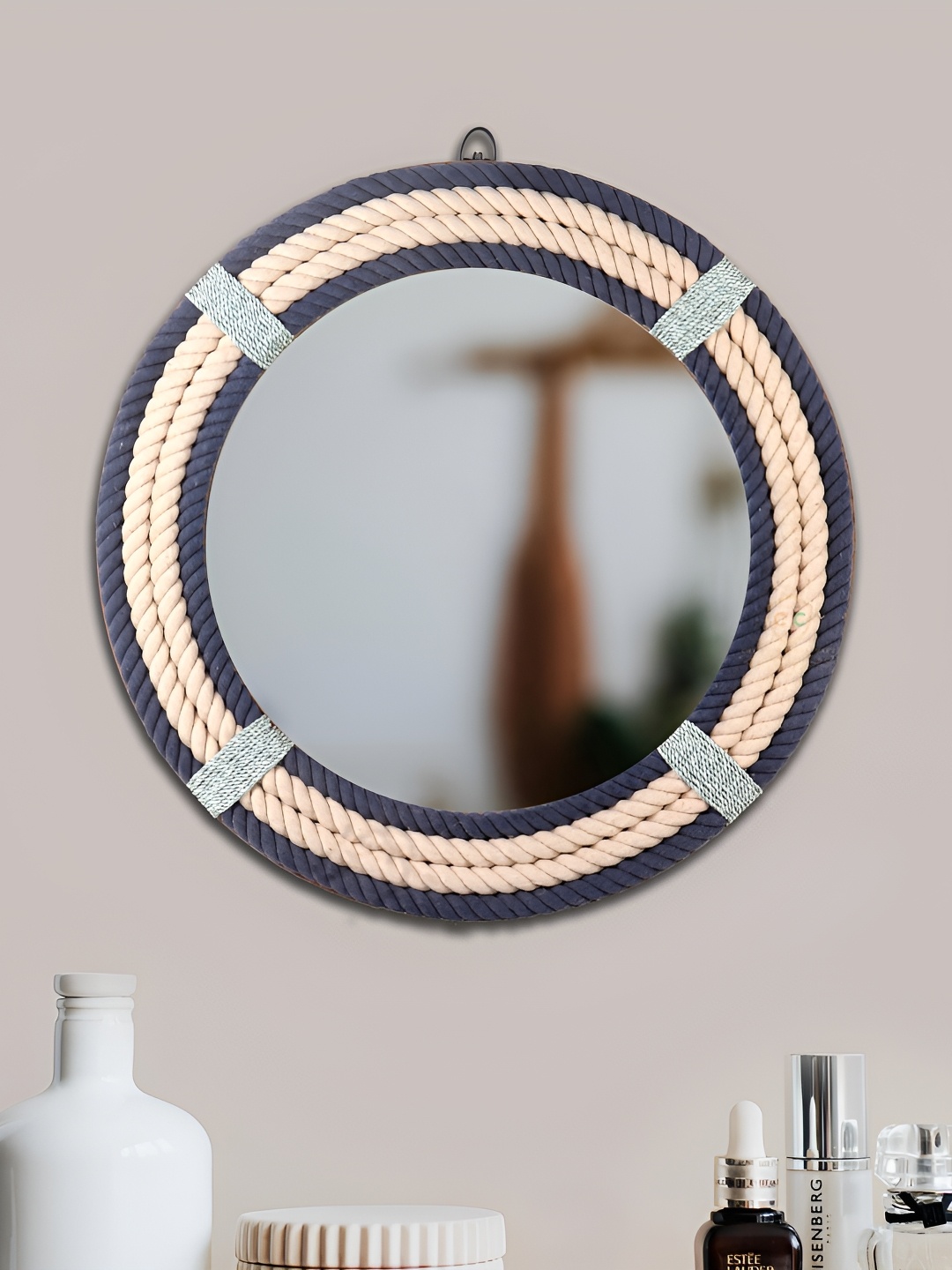 Creation India Craft Beige & Blue Braided Jute Round Wall Mirror, Transparent
Creation India Craft Beige & Blue Braided Jute Round Wall Mirror, Transparent