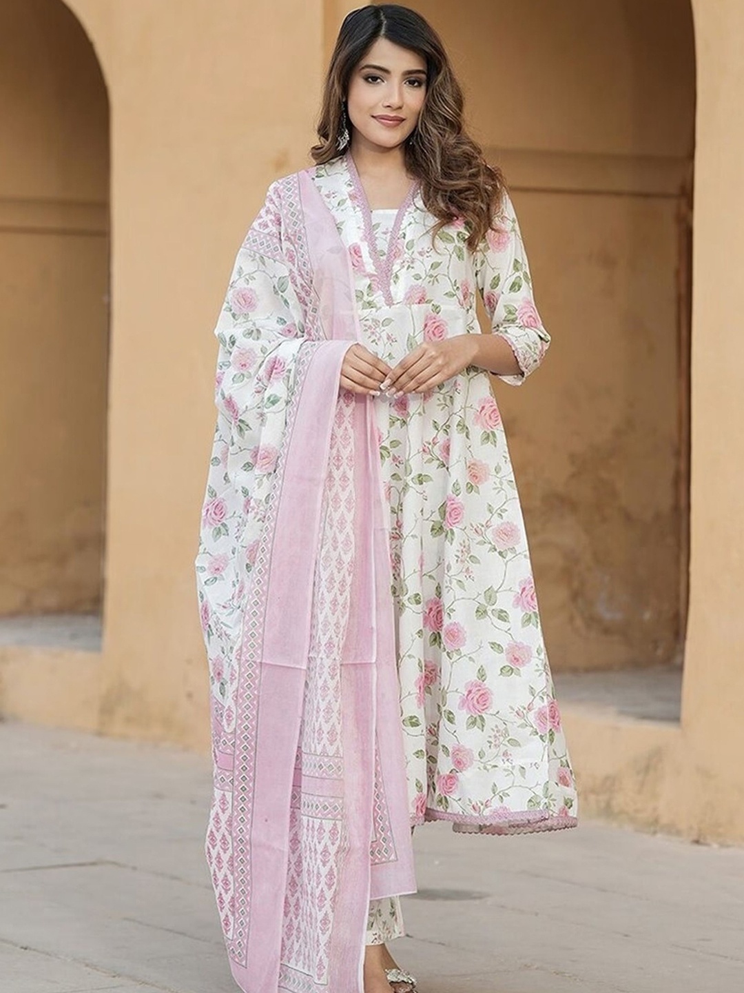NIZA FASHION Women Floral Embroidered Regular Kurta with Trousers & With Dupatta, Pink
NIZA FASHION Women Floral Embroidered Regular Kurta with Trousers & With Dupatta, Pink