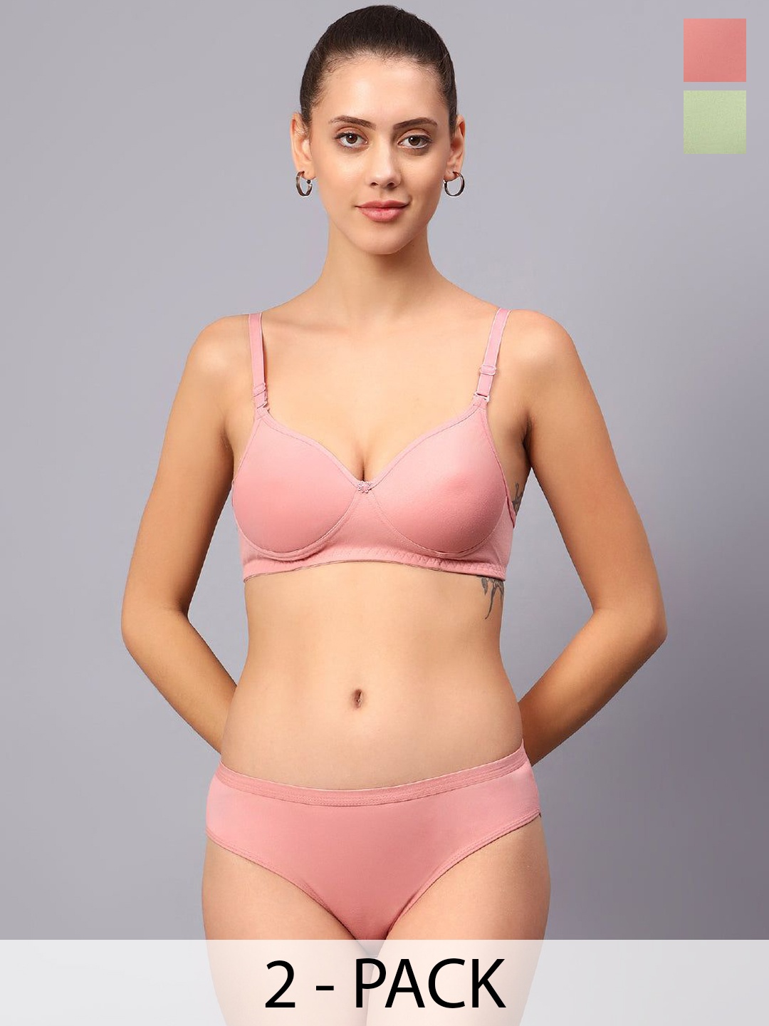 Designer Bugs Pack Of 2 Cotton Non Padded Non Wired Lingerie Set NPLS-RG-LG-30B, Rose gold
Designer Bugs Pack Of 2 Cotton Non Padded Non Wired Lingerie Set NPLS-RG-LG-30B, Rose gold