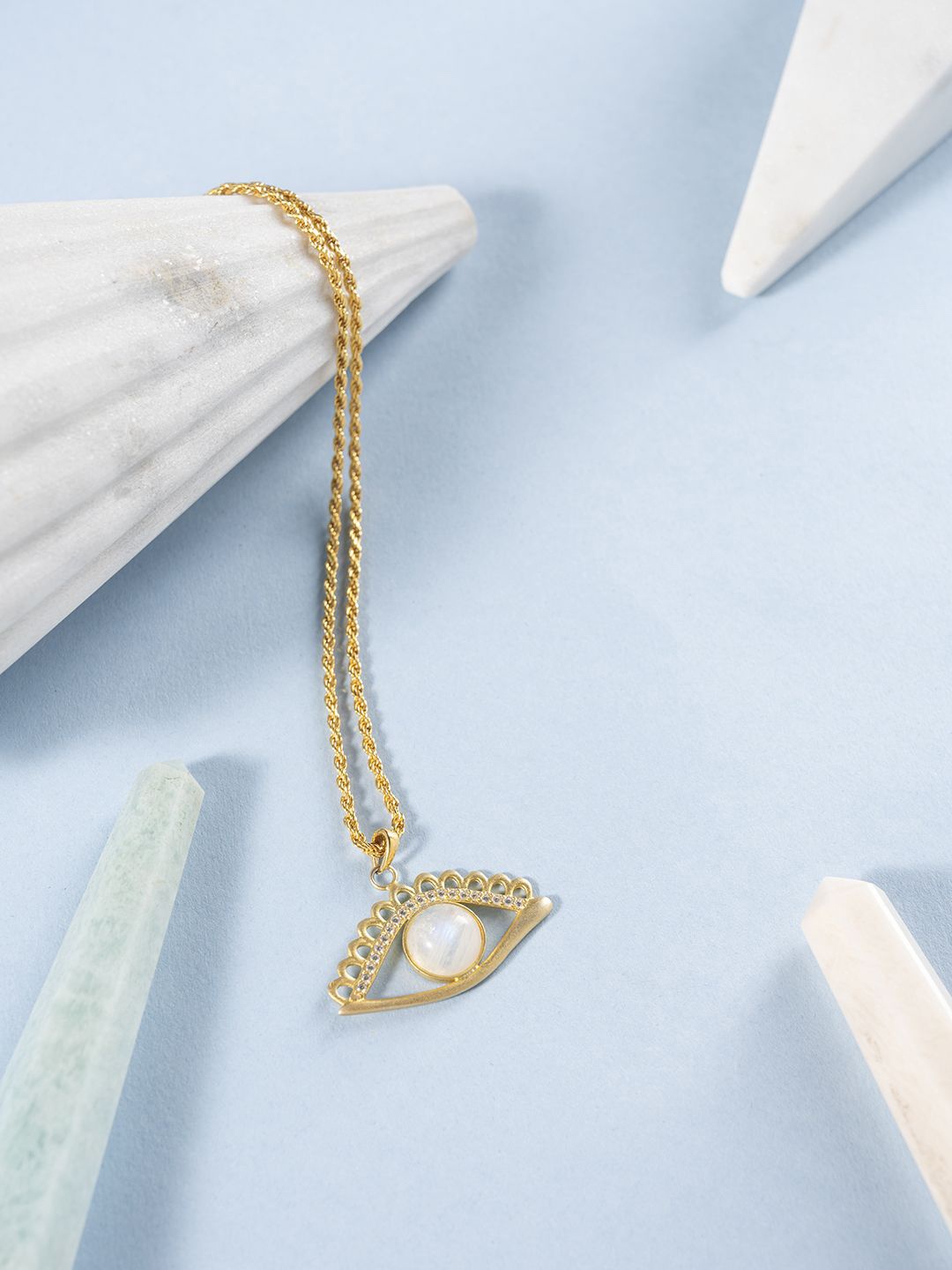 Stone Story By Shruti 925 Sterling Silver Rhodium-Plated Stone Studded Pendant With Chain, Gold
Stone Story By Shruti 925 Sterling Silver Rhodium-Plated Stone Studded Pendant With Chain, Gold