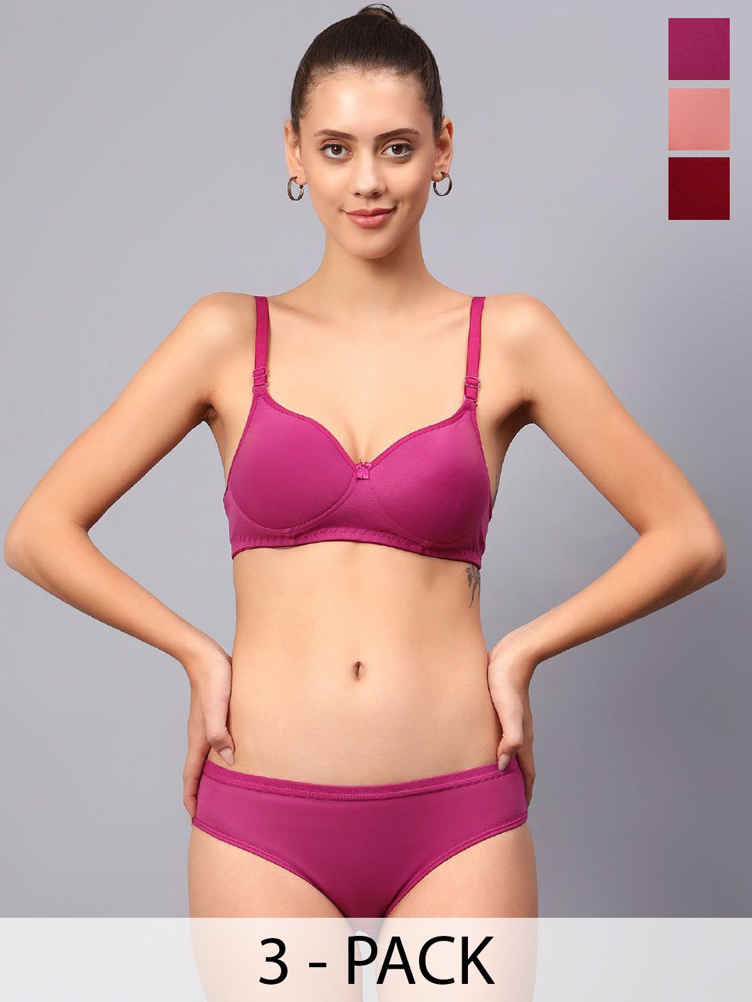 Designer Bugs Pack Of 3 Cotton Non Padded Non Wired Lingerie Set NPLS-RG-DP-M-30B, Rose gold
Designer Bugs Pack Of 3 Cotton Non Padded Non Wired Lingerie Set NPLS-RG-DP-M-30B, Rose gold