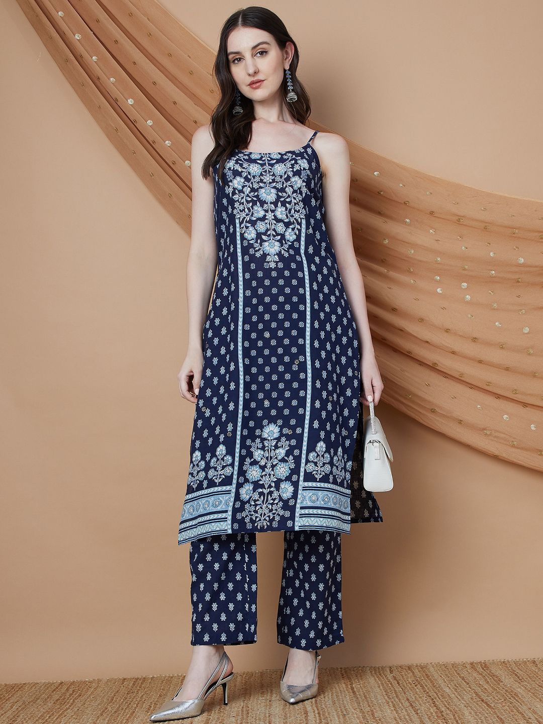 Melange by Lifestyle Floral Printed Straight Pure Cotton Kurta with Trouser, Navy blue
Melange by Lifestyle Floral Printed Straight Pure Cotton Kurta with Trouser, Navy blue