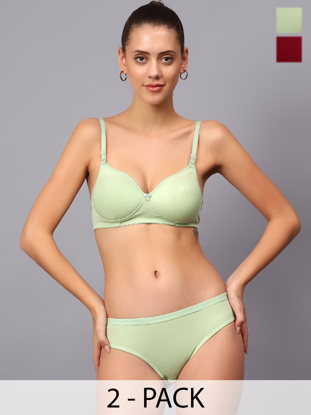 Designer Bugs Pack Of 2 Cotton Non Padded Non Wired Lingerie Set NPLS-LG-M-30B, Sea green
Designer Bugs Pack Of 2 Cotton Non Padded Non Wired Lingerie Set NPLS-LG-M-30B, Sea green