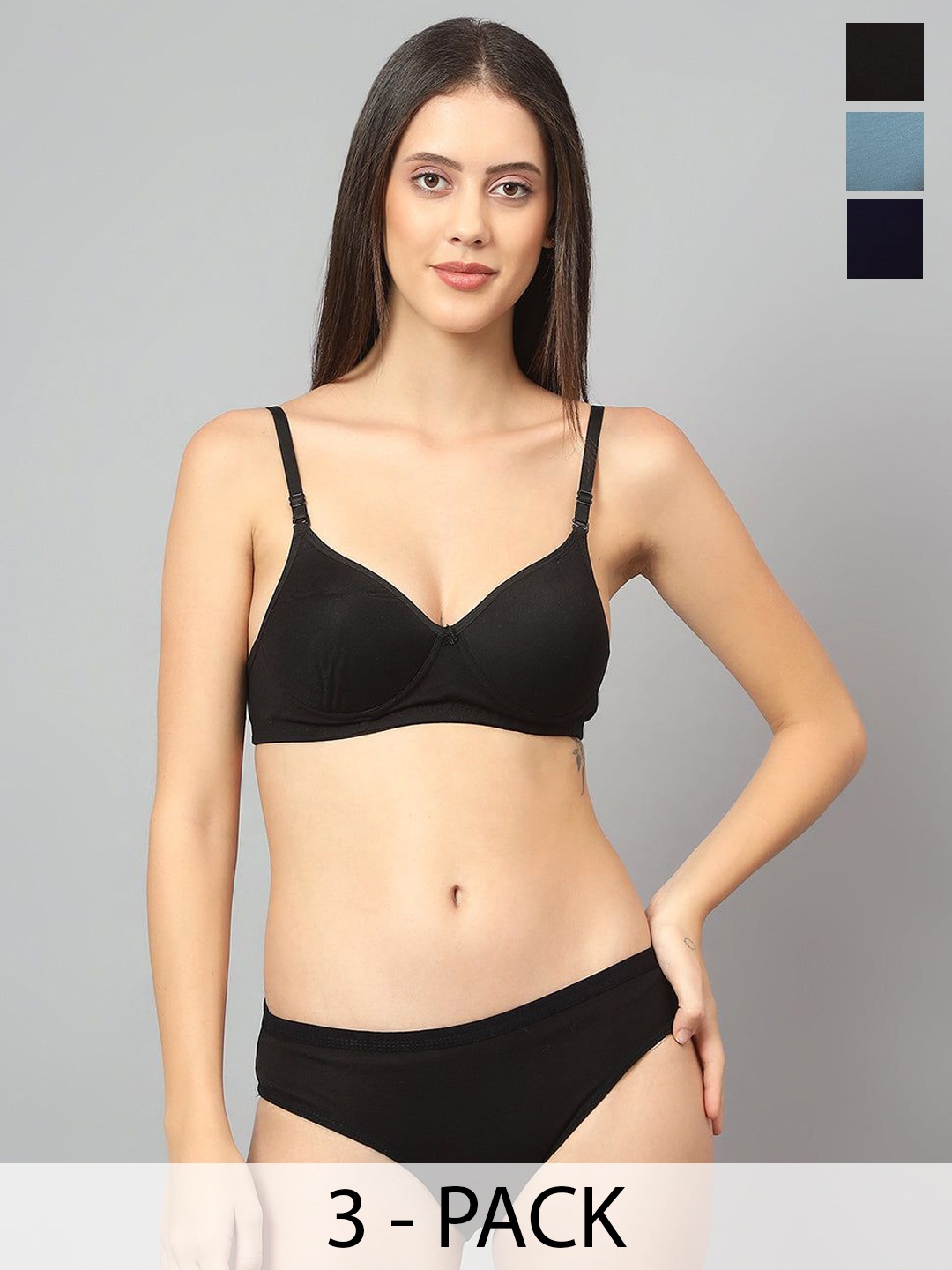 Designer Bugs Pack Of 3 Cotton Non Padded Non Wired Lingerie Set NPLS-B-NB-G-30B, Black
Designer Bugs Pack Of 3 Cotton Non Padded Non Wired Lingerie Set NPLS-B-NB-G-30B, Black