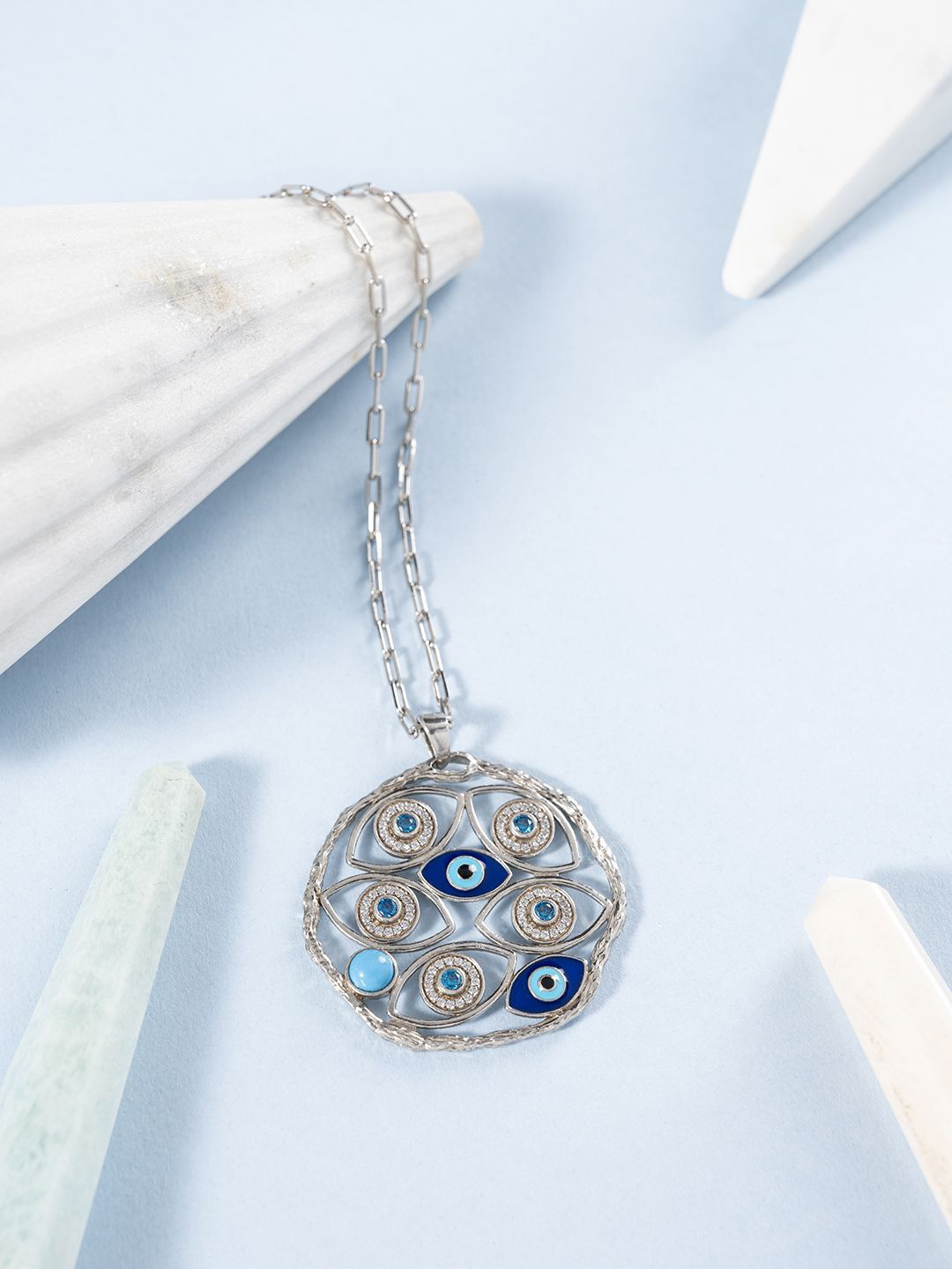 Stone Story By Shruti 925 Sterling Silver Rhodium-Plated Contemporary Pendants With Chains
Stone Story By Shruti 925 Sterling Silver Rhodium-Plated Contemporary Pendants With Chains