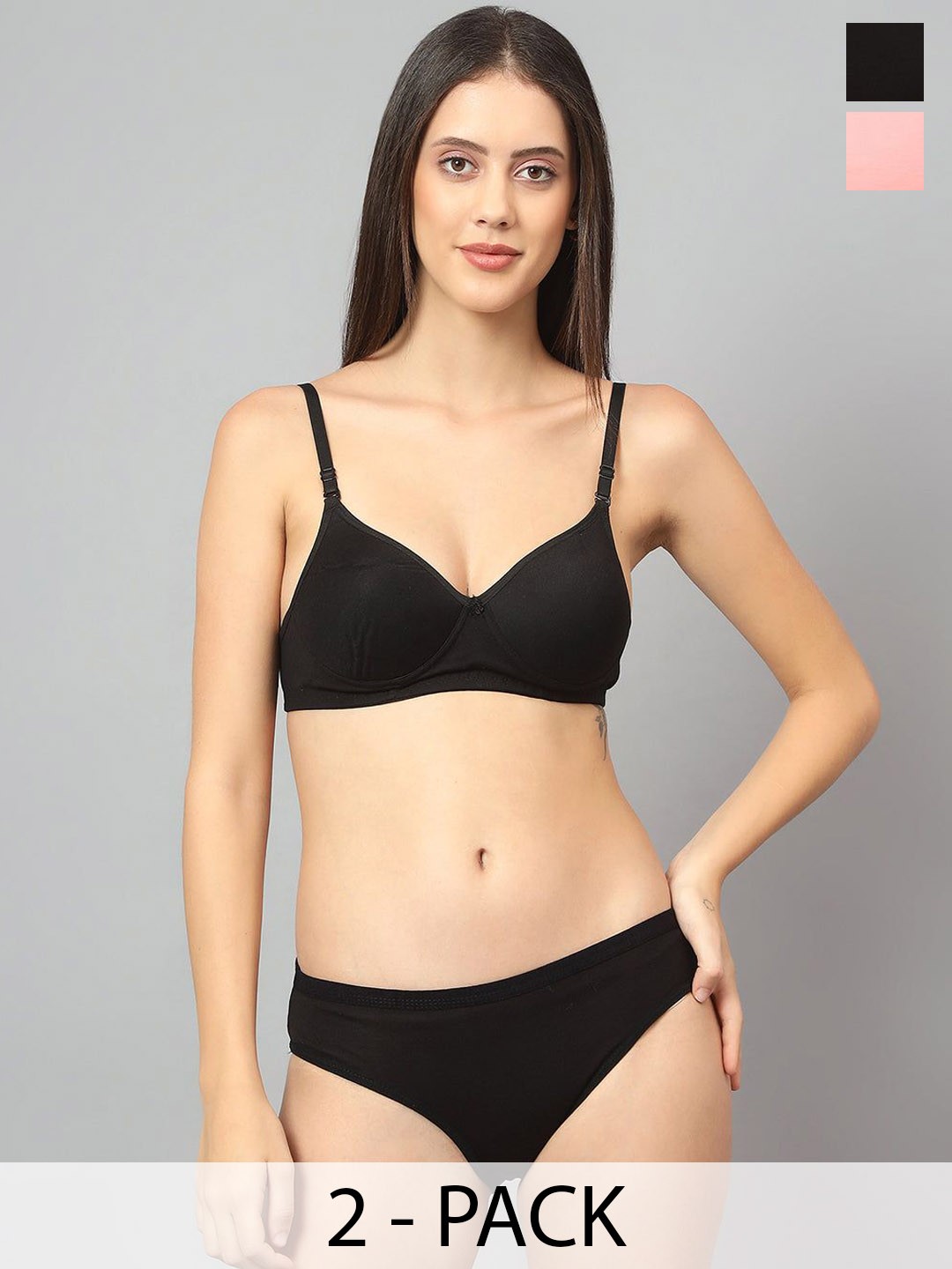 Designer Bugs Pack Of 2 Cotton Non Padded Non Wired Lingerie Set NPLS-B-RG-30B, Black
Designer Bugs Pack Of 2 Cotton Non Padded Non Wired Lingerie Set NPLS-B-RG-30B, Black