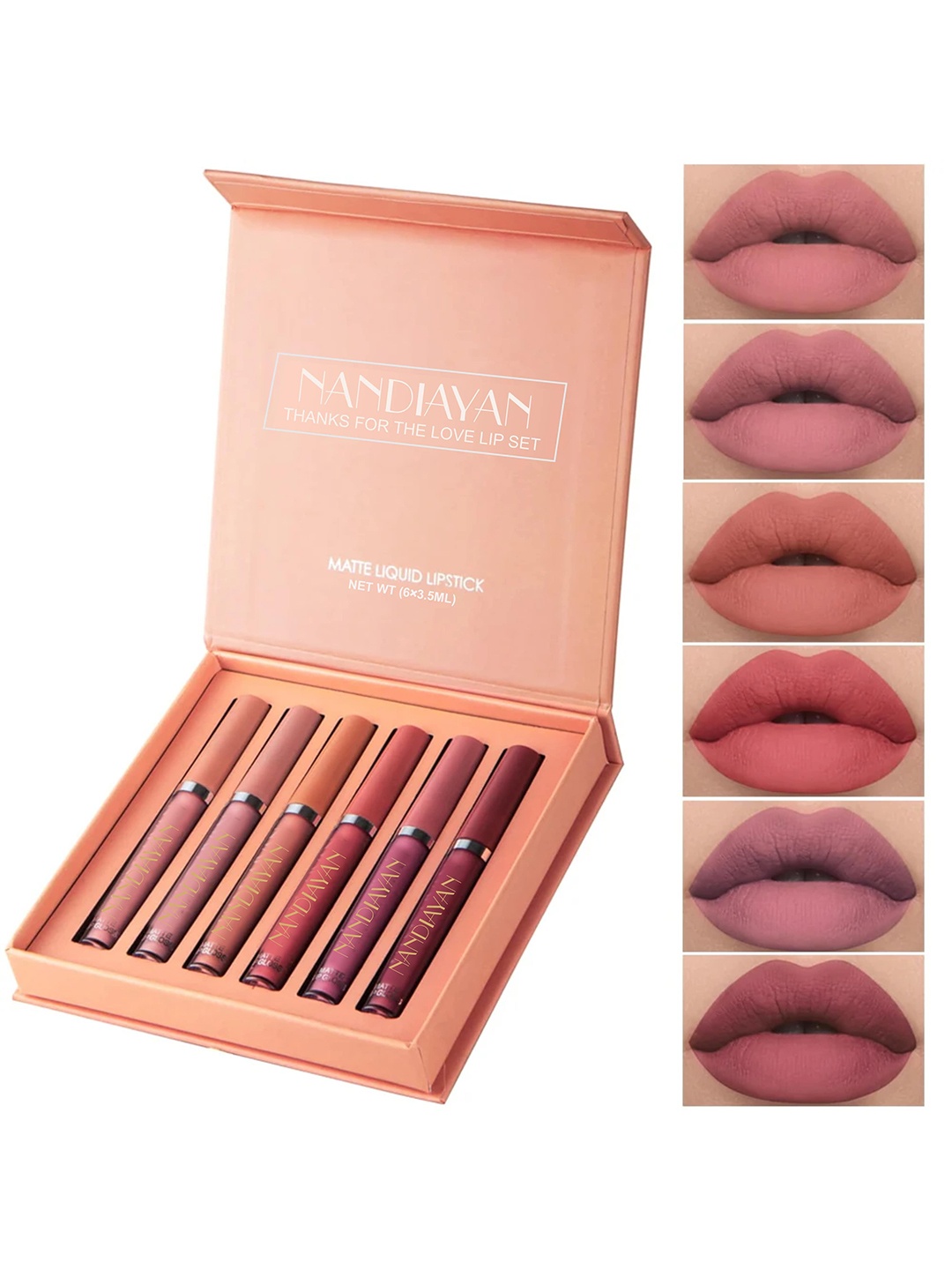 nandiayan Set Of 6 Water Proof Liquid Matte Lipsticks -4ml Each - Shade-07-08-09-10-11-12, Pink
nandiayan Set Of 6 Water Proof Liquid Matte Lipsticks -4ml Each - Shade-07-08-09-10-11-12, Pink
