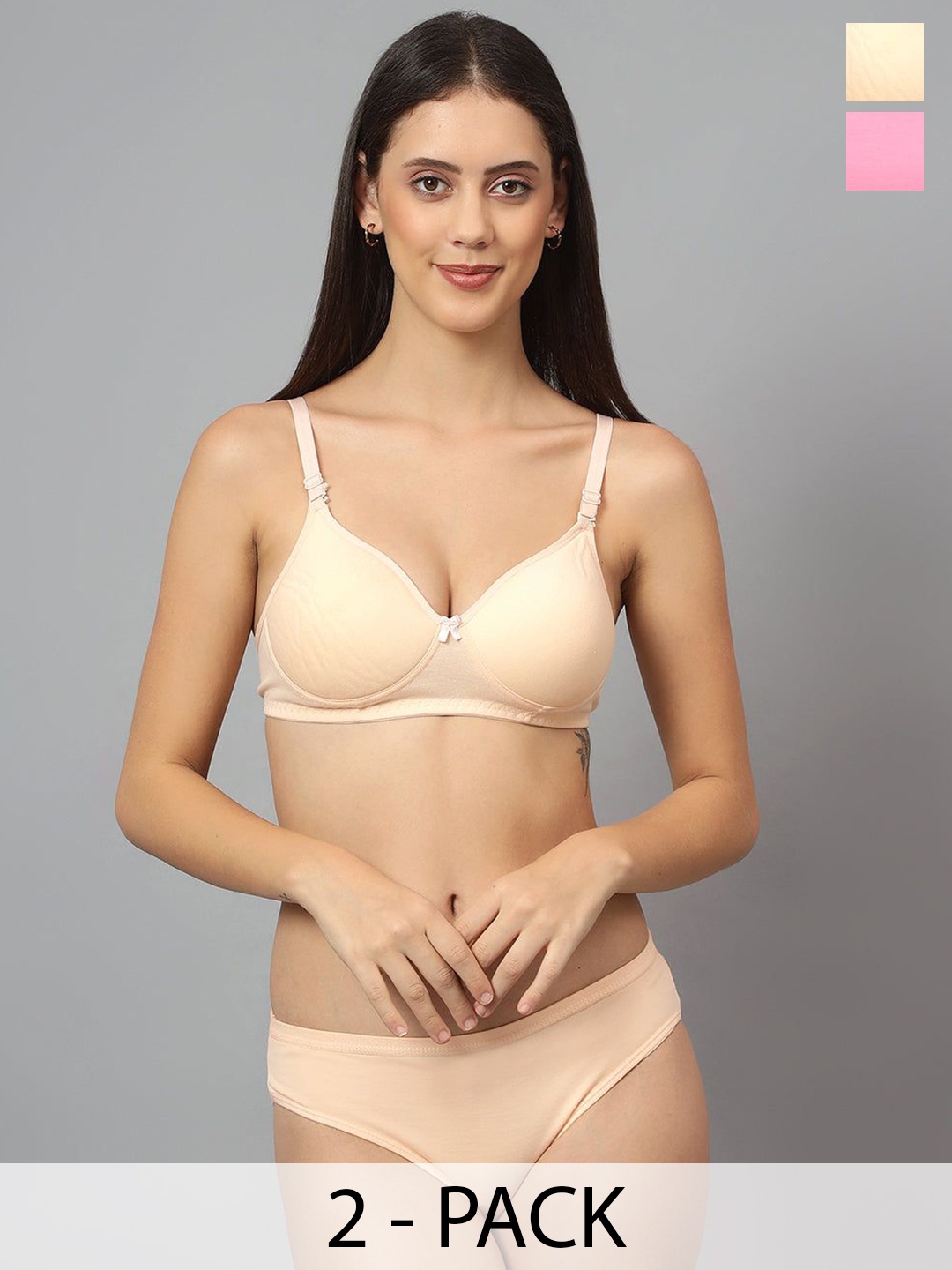 Designer Bugs Pack Of 2 Cotton Non Padded Non Wired Lingerie Set NPLS-BP-CRM-30B, Pink
Designer Bugs Pack Of 2 Cotton Non Padded Non Wired Lingerie Set NPLS-BP-CRM-30B, Pink