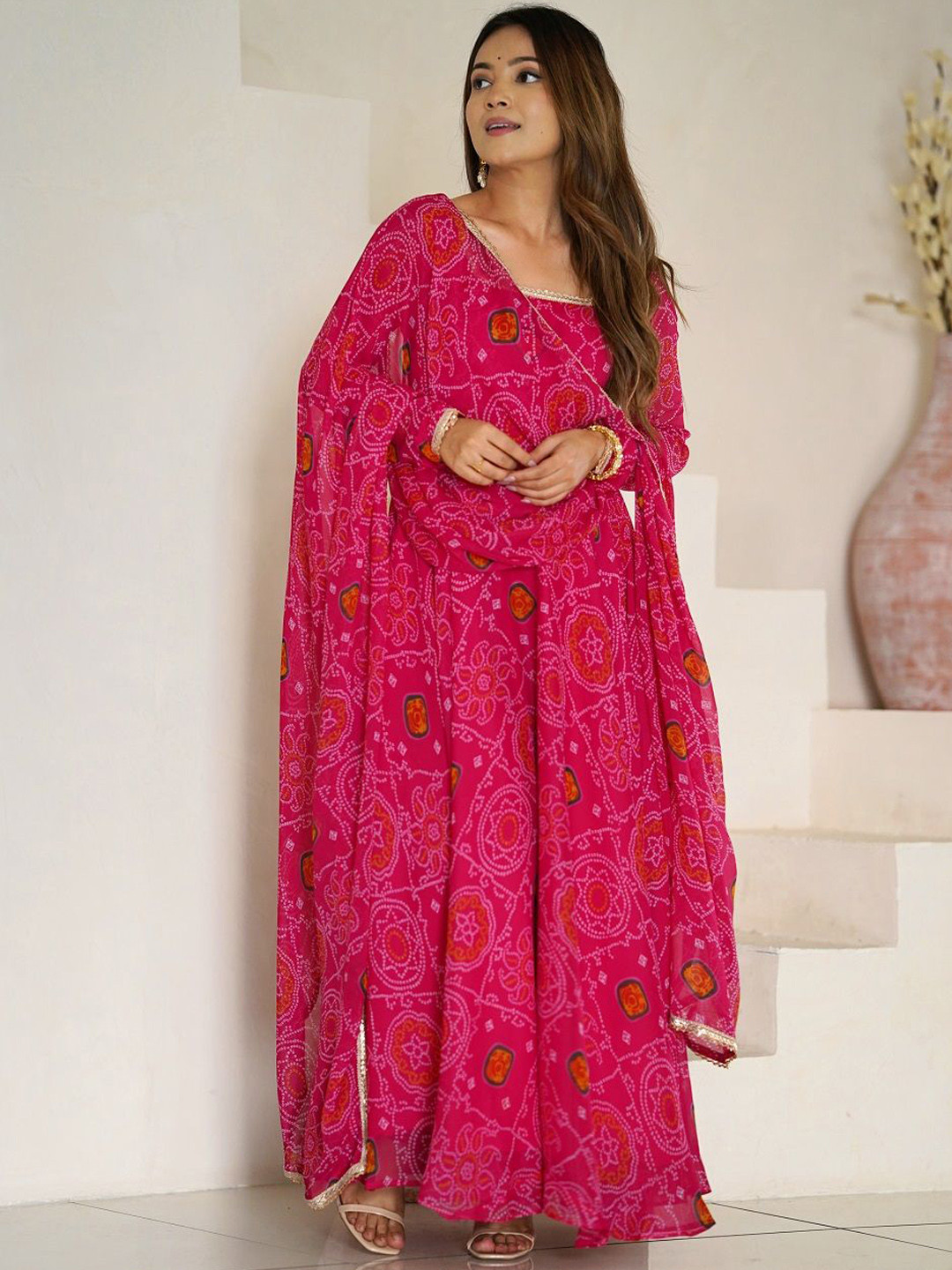 JATRIQQ Paisley Printed Round Neck Gotta Patti Kurti with Trousers & Dupatta, Pink
JATRIQQ Paisley Printed Round Neck Gotta Patti Kurti with Trousers & Dupatta, Pink