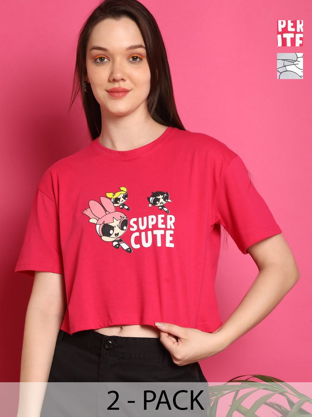 Dreambe Women Pack of 2 Tom & Jerry Graphic Printed Round Neck Cotton Boxy T-shirts, Pink
Dreambe Women Pack of 2 Tom & Jerry Graphic Printed Round Neck Cotton Boxy T-shirts, Pink