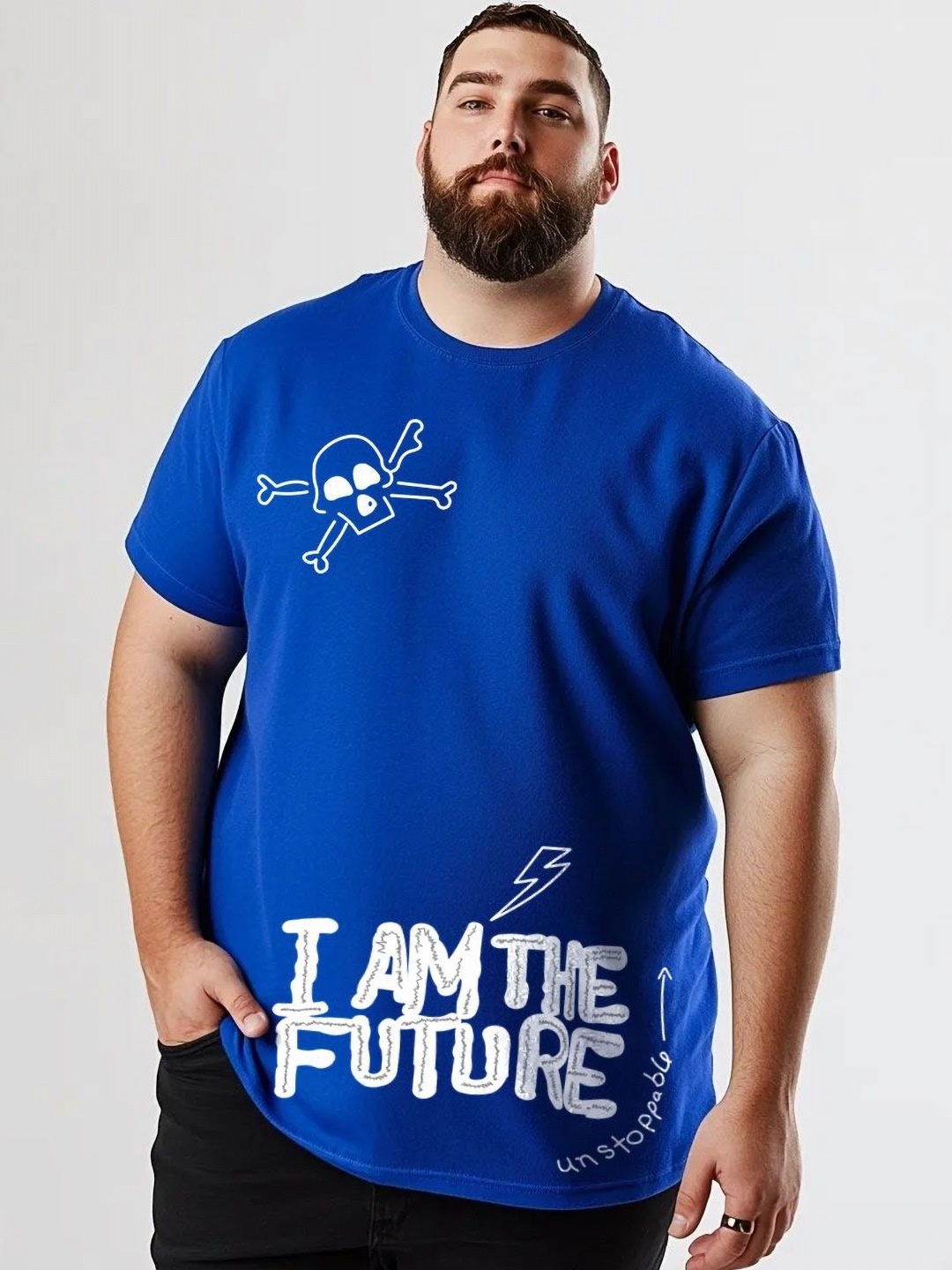 Toodle Plus Unisex Plus Size Graphic Printed Round Neck Pure Cotton T-Shirt, Blue
Toodle Plus Unisex Plus Size Graphic Printed Round Neck Pure Cotton T-Shirt, Blue