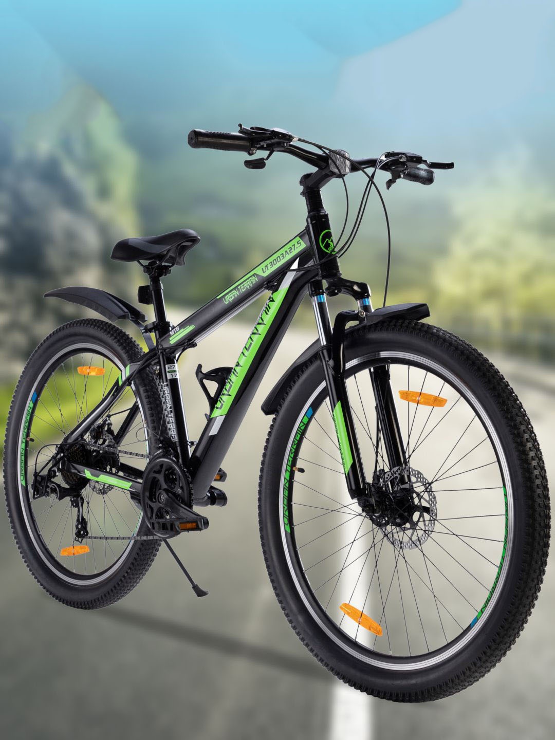 URBAN TERRAIN UT3003A27.5 21-Speed Shimano Gear & Dual Disc Brakes 27.5T Mountain Bike, Black
URBAN TERRAIN UT3003A27.5 21-Speed Shimano Gear & Dual Disc Brakes 27.5T Mountain Bike, Black