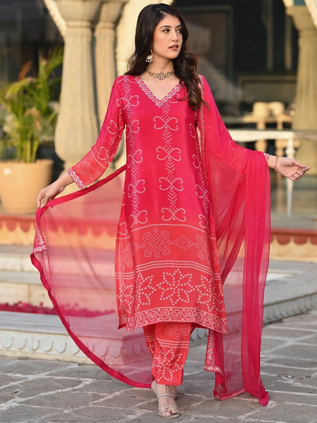 NIZA FASHION Women Bandhani Embroidered Regular Kurta with Trousers & With Dupatta, Red
NIZA FASHION Women Bandhani Embroidered Regular Kurta with Trousers & With Dupatta, Red