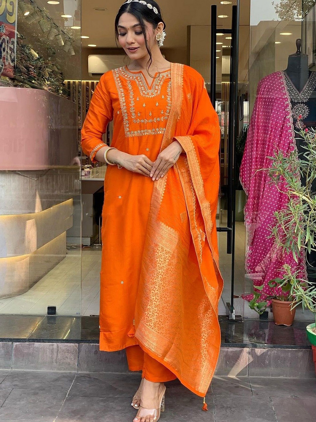 ZEEPKART Ethnic Motifs Embroidered Beads And Stones Kurta With Trouser & Dupatta, Orange
ZEEPKART Ethnic Motifs Embroidered Beads And Stones Kurta With Trouser & Dupatta, Orange