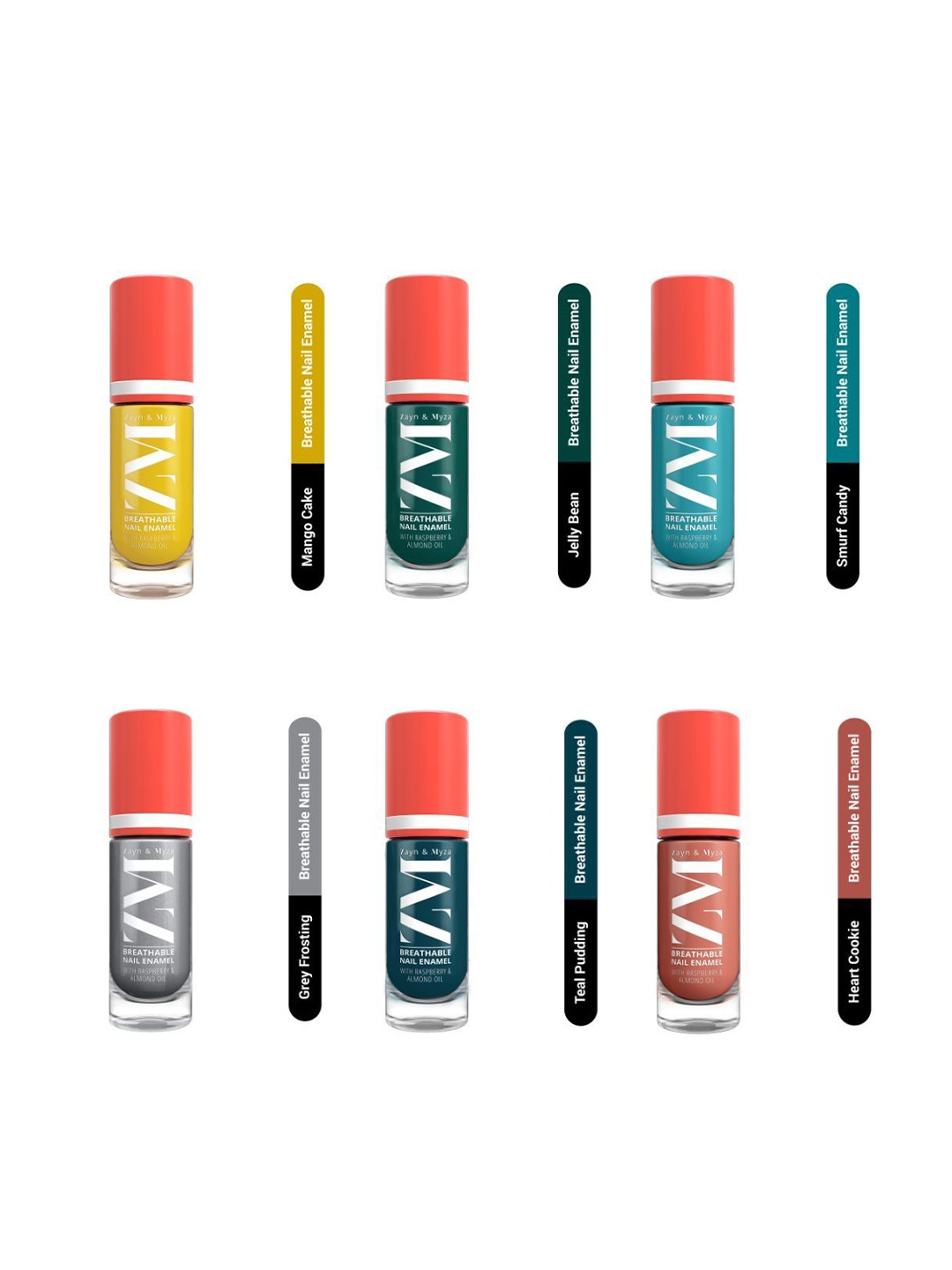 ZM Zayn & Myza Set Of 6 Breathable Nail Enamel With Raspberry & Almond Oil - 6 ml Each, Yellow
ZM Zayn & Myza Set Of 6 Breathable Nail Enamel With Raspberry & Almond Oil - 6 ml Each, Yellow