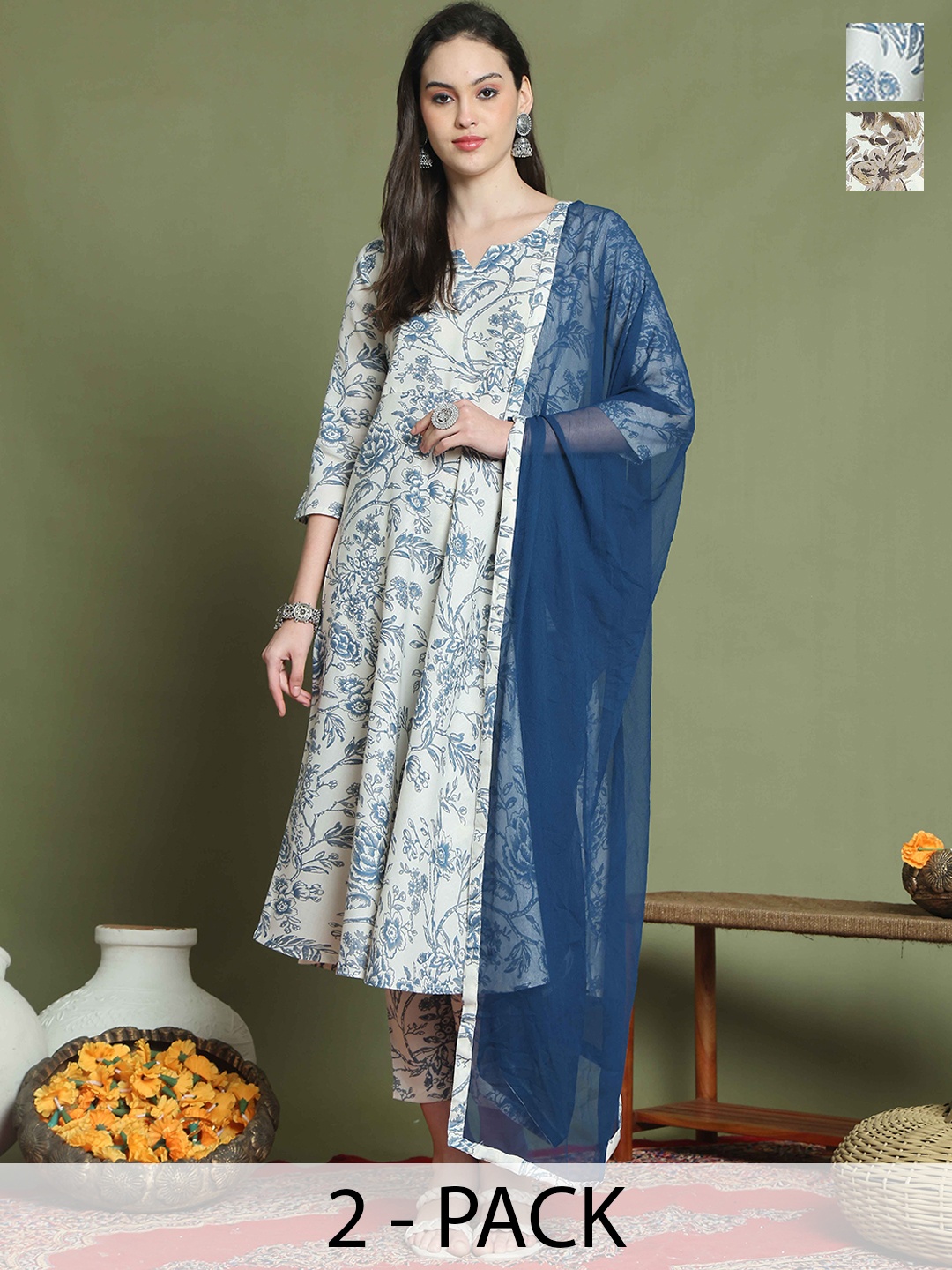Roly Poly Selection Of 2 Floral Printed Straight Kurta with Trouser & Dupatta, Brown
Roly Poly Selection Of 2 Floral Printed Straight Kurta with Trouser & Dupatta, Brown