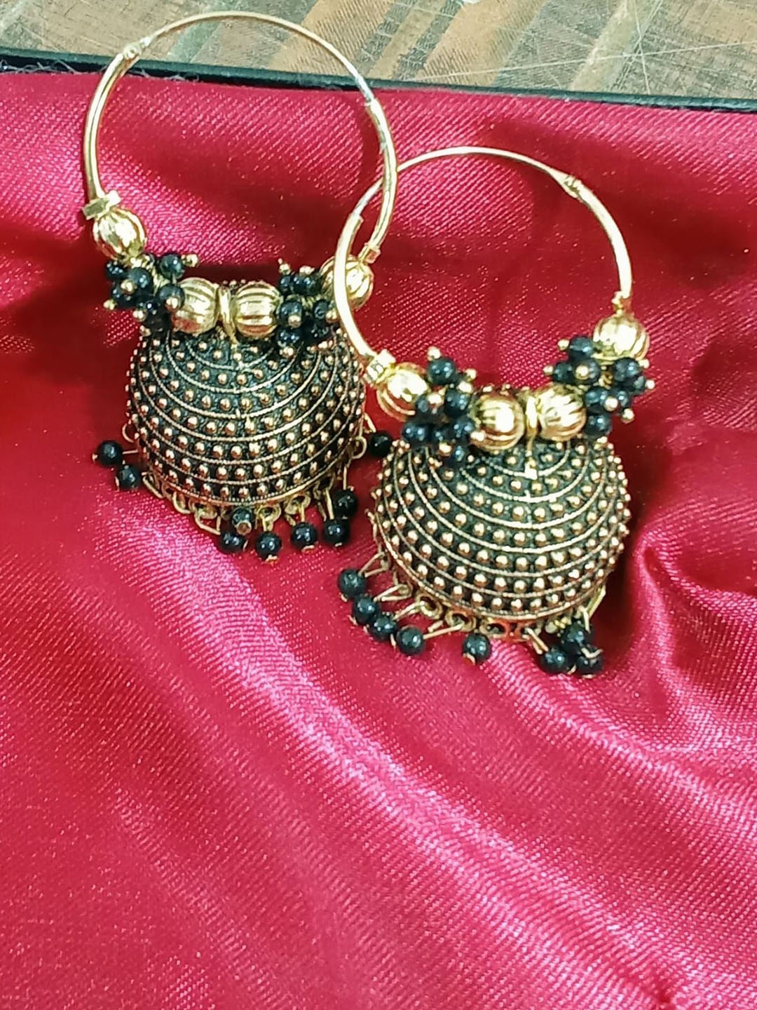JMBW INTERNATIONAL Set Of 2 Gold-Plated Artificial Stones And Beaded Dome Shaped Jhumkas, Green
JMBW INTERNATIONAL Set Of 2 Gold-Plated Artificial Stones And Beaded Dome Shaped Jhumkas, Green