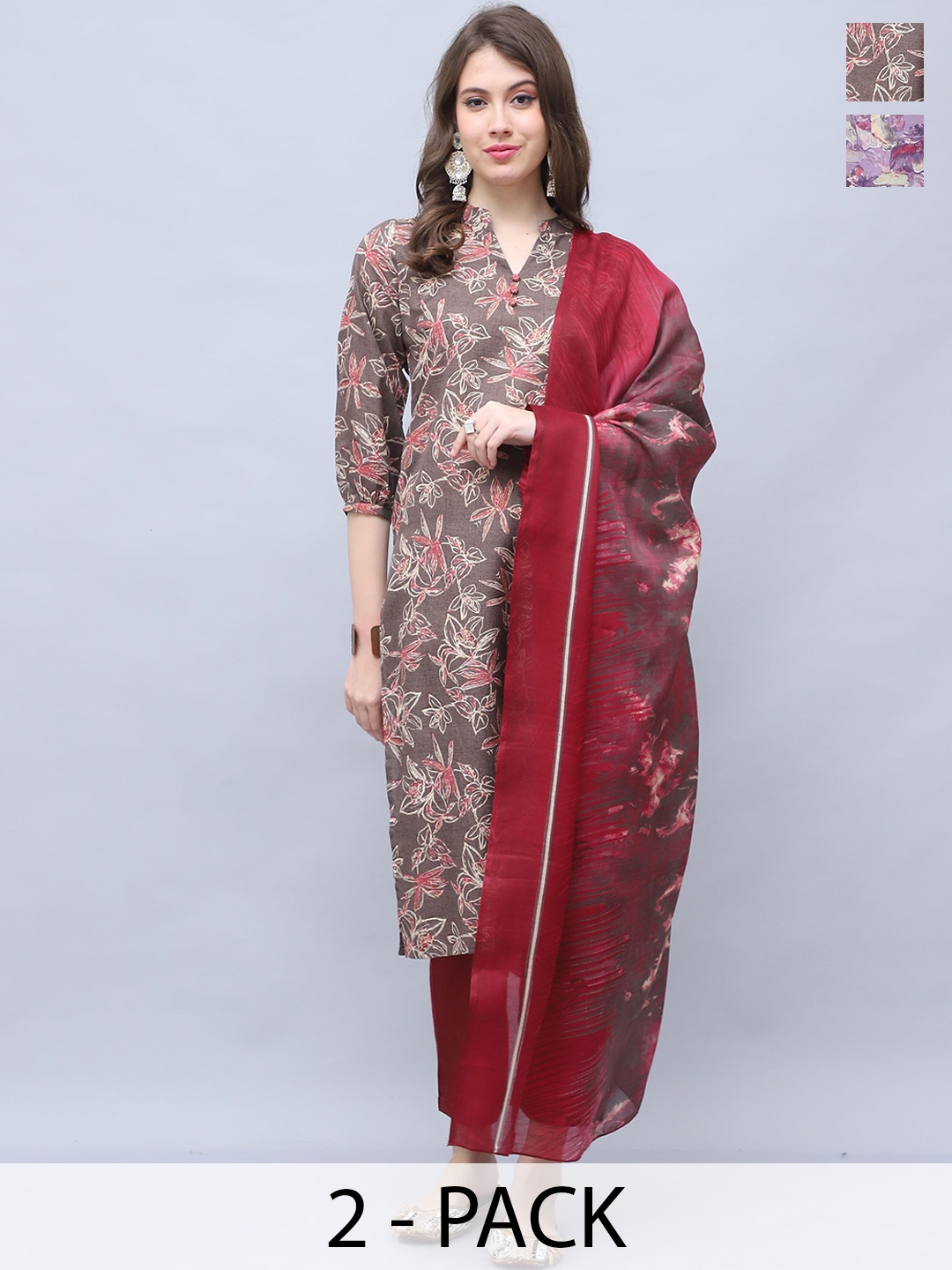 Rajnandini Selection Of 2 Floral Printed Straight Kurta With Trouser & Dupatta, Brown
Rajnandini Selection Of 2 Floral Printed Straight Kurta With Trouser & Dupatta, Brown