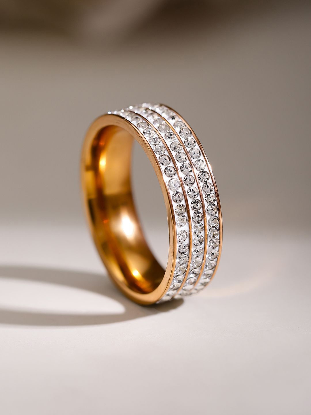 Rubans Voguish 18K Gold Plated Stainless Steel Tarnish Free Waterproo Zirconia Band Ring
Rubans Voguish 18K Gold Plated Stainless Steel Tarnish Free Waterproo Zirconia Band Ring