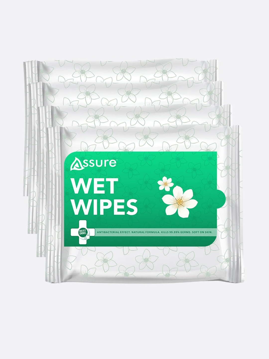 Assure Set Of 4 Fresh Active Wet Wipes With Aloevera For Hydration - 30 Pcs Each, White
Assure Set Of 4 Fresh Active Wet Wipes With Aloevera For Hydration - 30 Pcs Each, White