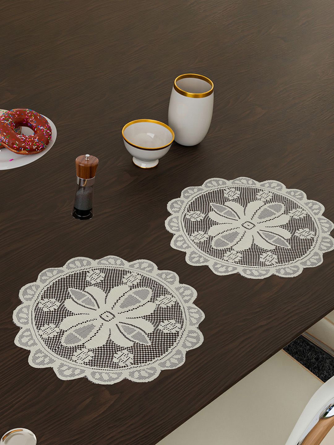 Kuber Industries Cream-Coloured 2 Pieces Floral Cotton Round Shape Net Table Placemats
Kuber Industries Cream-Coloured 2 Pieces Floral Cotton Round Shape Net Table Placemats