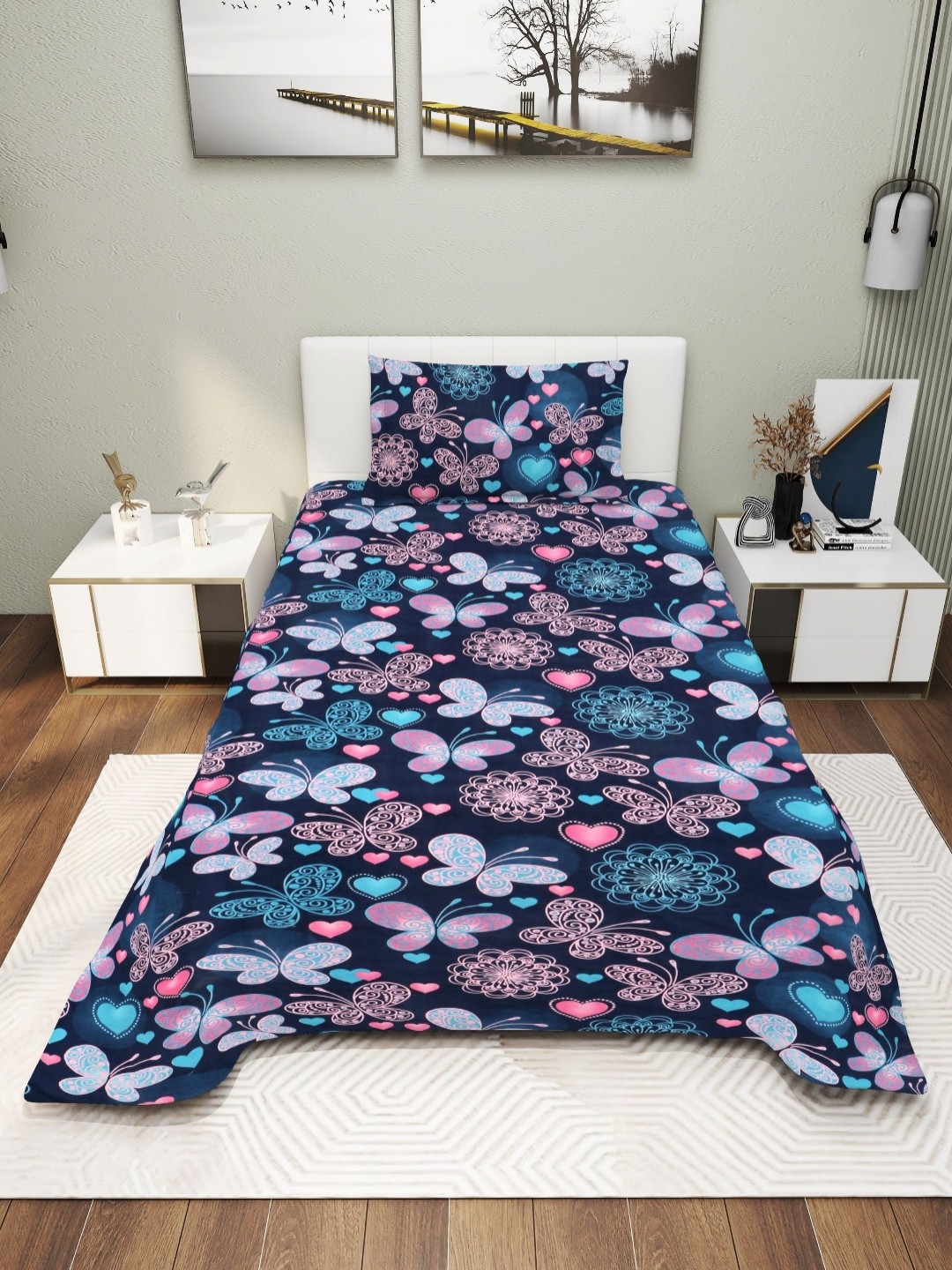 EXFAB Blue & Pink Cartoon Characters 244 TC Cotton Single Bedsheet Set 2.28 m x 1.52 m
EXFAB Blue & Pink Cartoon Characters 244 TC Cotton Single Bedsheet Set 2.28 m x 1.52 m