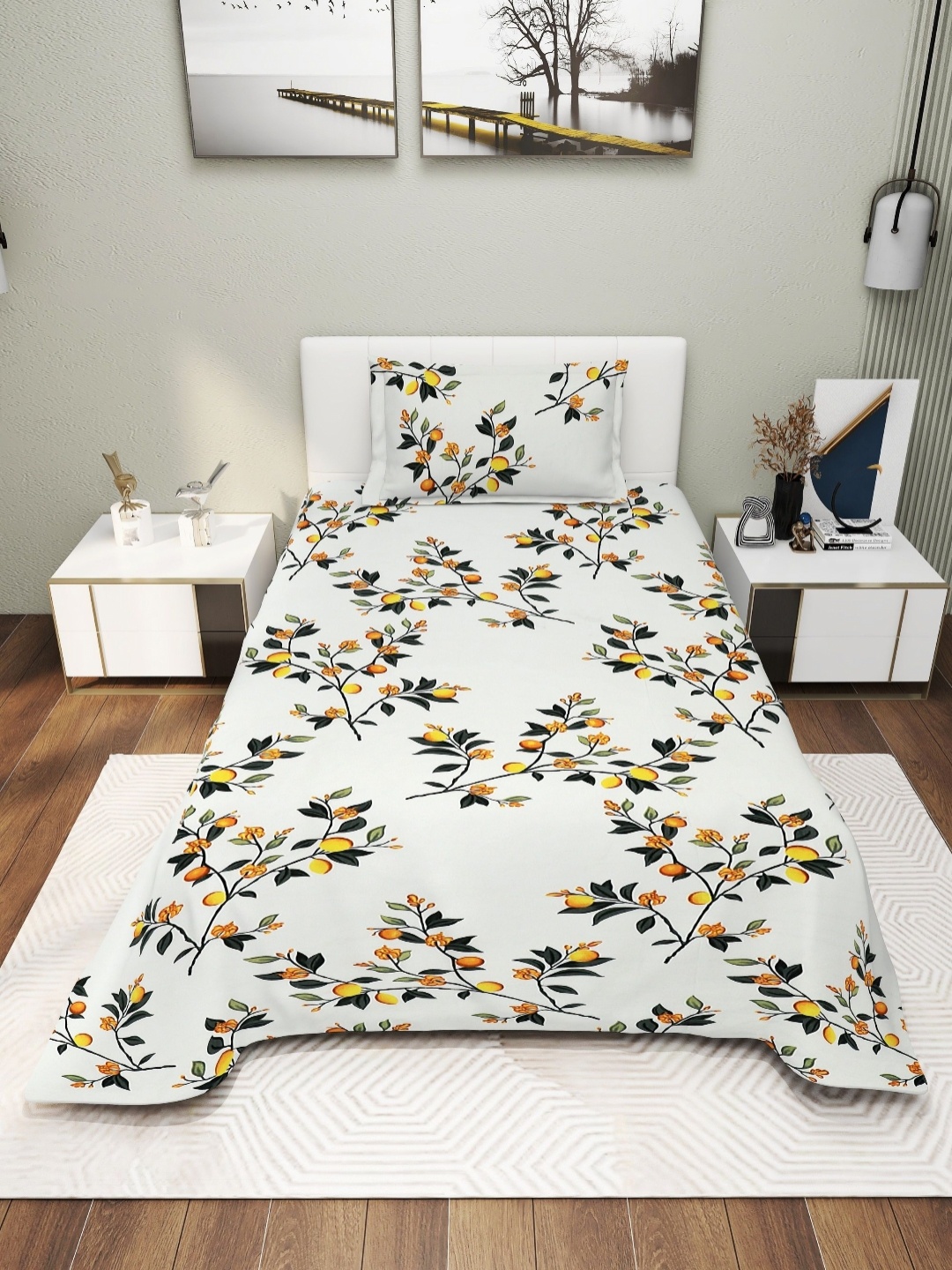 EXFAB White Floral Printed 240TC Cotton Fitted Single Bedsheet Set 15.2 cm x 22.8 cm
EXFAB White Floral Printed 240TC Cotton Fitted Single Bedsheet Set 15.2 cm x 22.8 cm