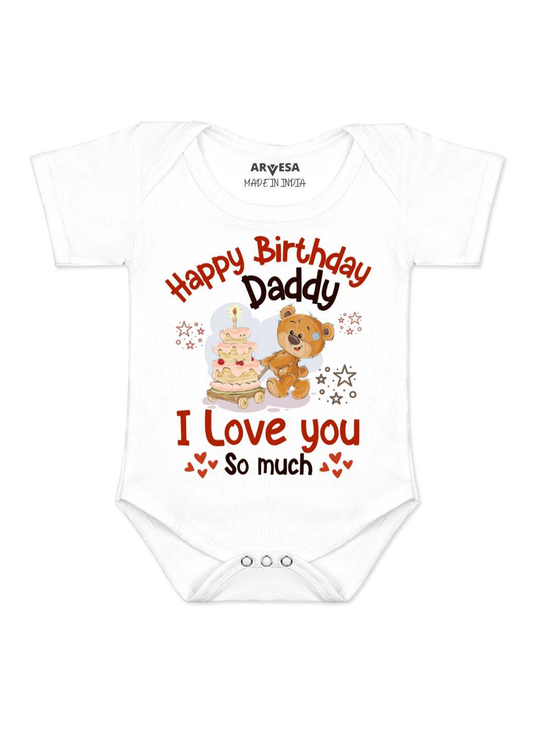 Arvesa Infants Kids Happy Birthday Daddy I Love You So Much Printed Cotton Romper, White
Arvesa Infants Kids Happy Birthday Daddy I Love You So Much Printed Cotton Romper, White
