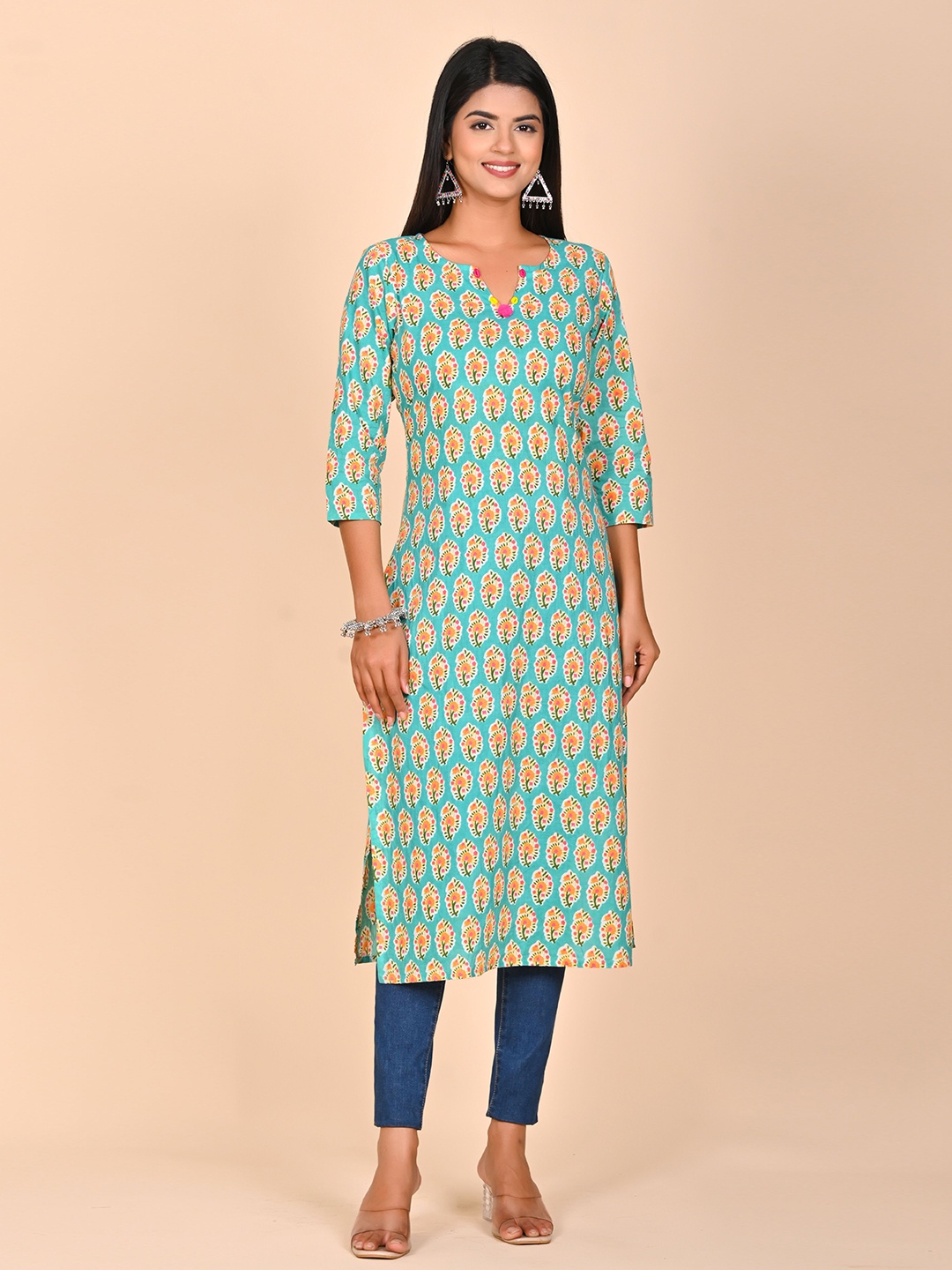 Rashmi Shree Creation Floral Printed Notch Neck Pure Cotton Straight Kurta, Turquoise blue
Rashmi Shree Creation Floral Printed Notch Neck Pure Cotton Straight Kurta, Turquoise blue