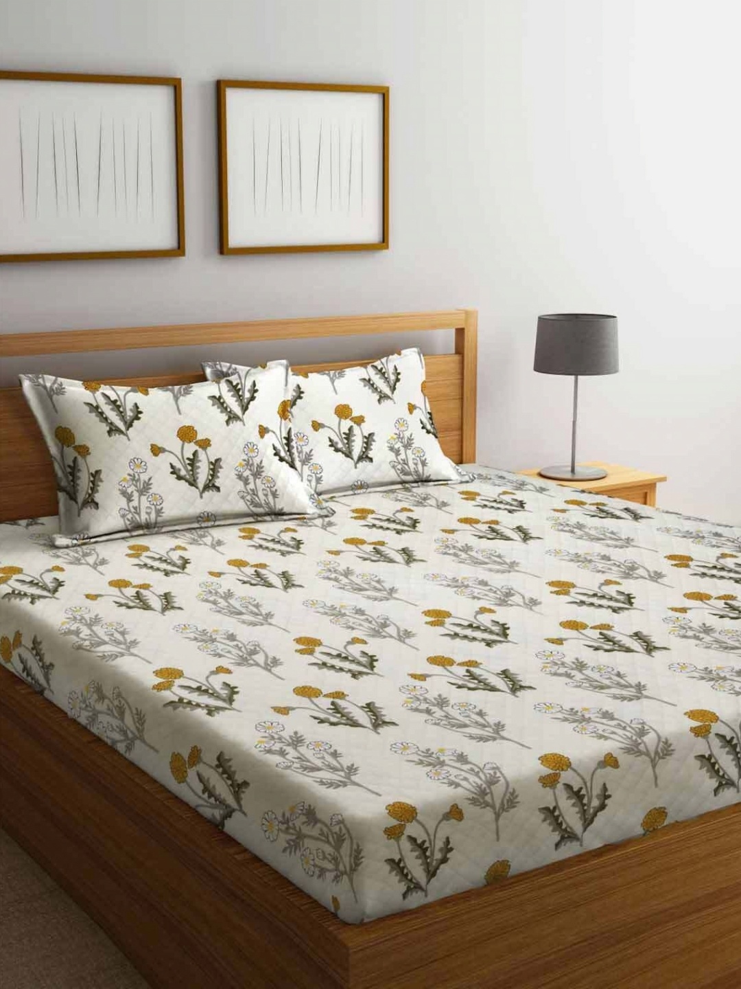 THE little BIG STORE Creme & Green Printed 260 TC King Bedsheet With 2 Pillow Covers, Cream
THE little BIG STORE Creme & Green Printed 260 TC King Bedsheet With 2 Pillow Covers, Cream
