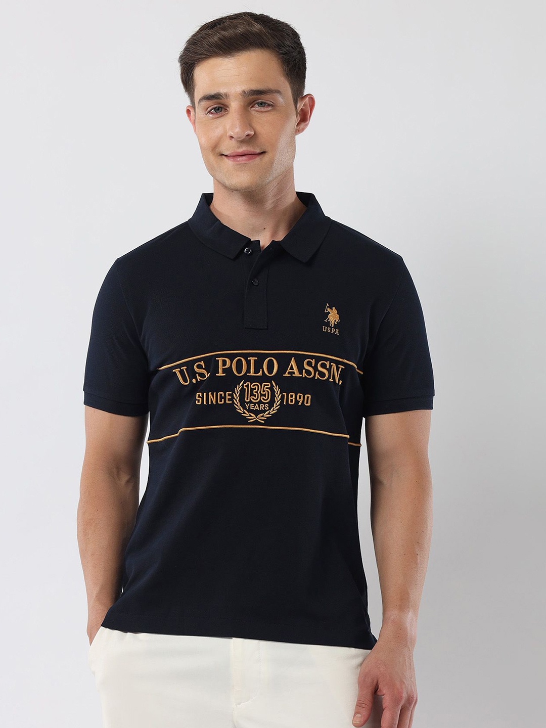 U.S. Polo Assn. Men Typography Printed Polo Collar Cotton Slim Fit T-shirt, Navy blue
U.S. Polo Assn. Men Typography Printed Polo Collar Cotton Slim Fit T-shirt, Navy blue