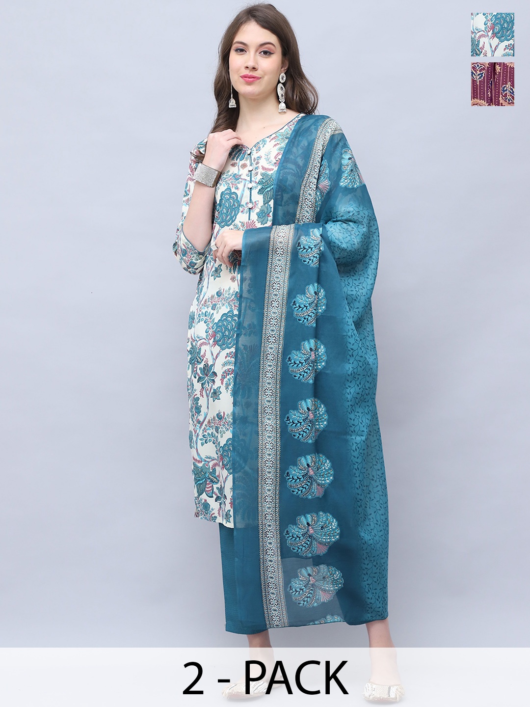 Rajnandini Selection Of 2 Floral Printed Straight Kurta with Trouser & Dupatta, Maroon
Rajnandini Selection Of 2 Floral Printed Straight Kurta with Trouser & Dupatta, Maroon