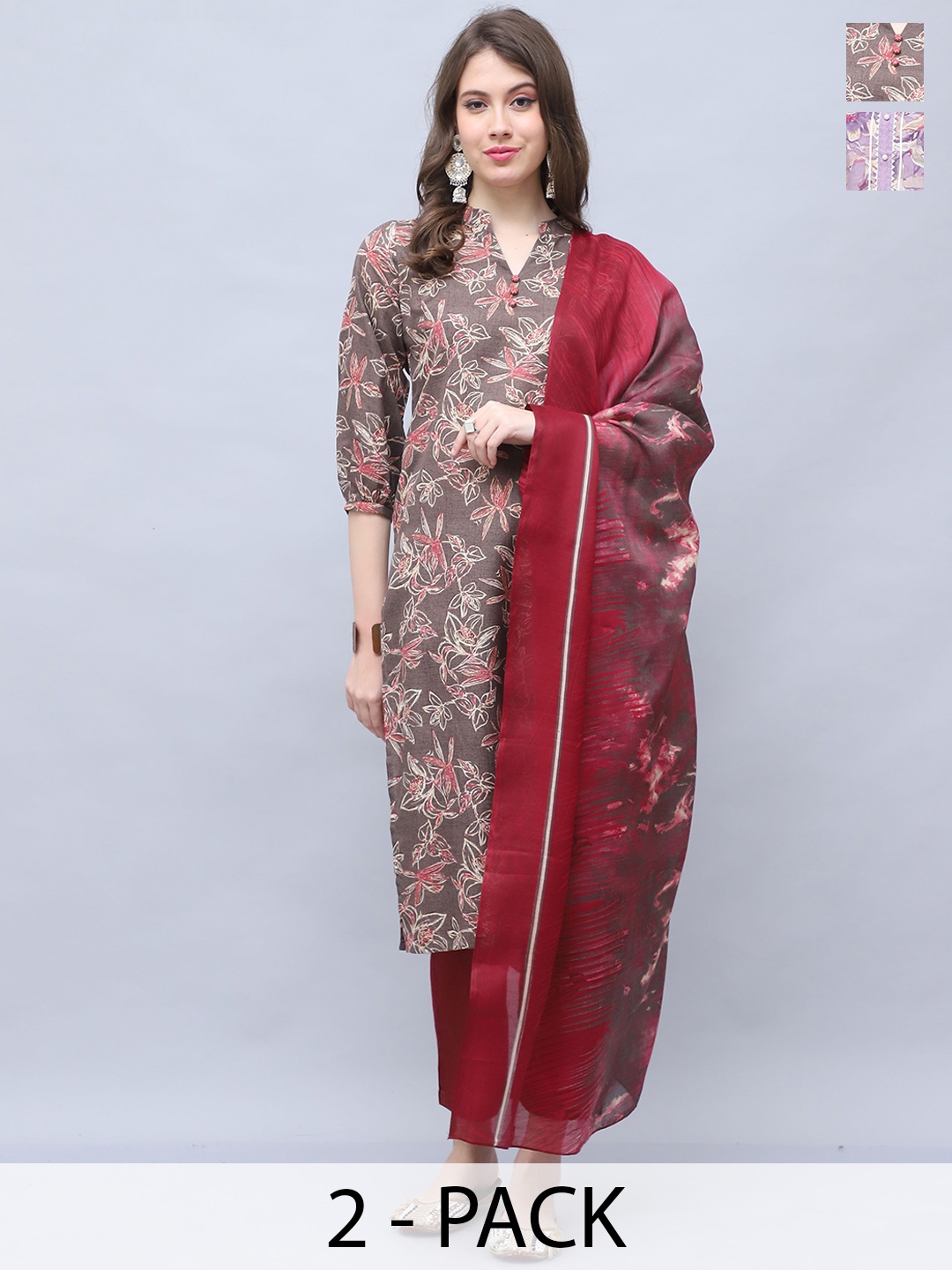 Roly Poly Selection Of 2 Floral Printed Gotta Patti Straight Kurta with Trouser & Dupatta, Brown
Roly Poly Selection Of 2 Floral Printed Gotta Patti Straight Kurta with Trouser & Dupatta, Brown