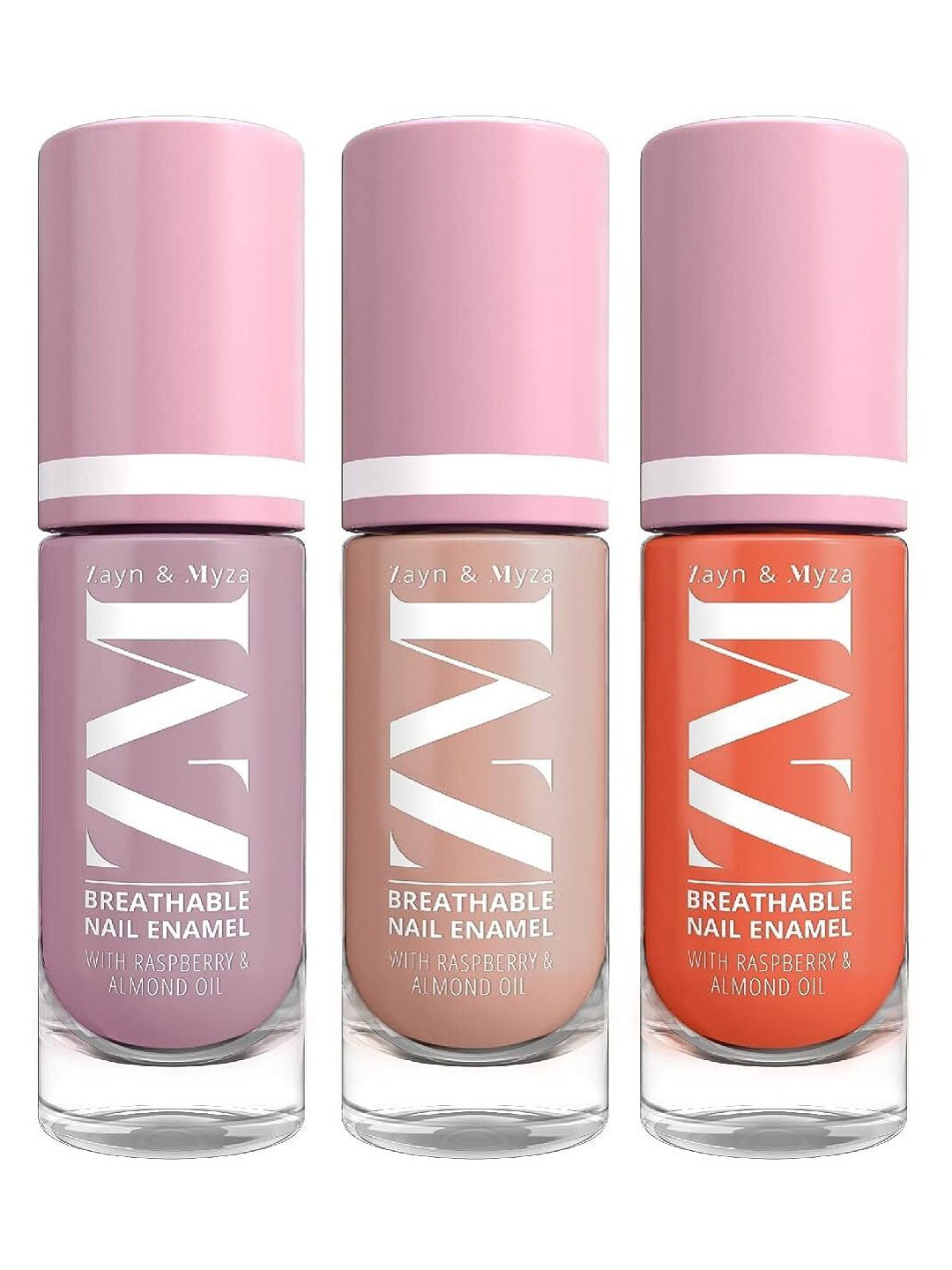 ZM Zayn & Myza Set Of 3 Breathable Nail Enamel With Raspberry & Almond Oil - 6 ml Each, Mauve
ZM Zayn & Myza Set Of 3 Breathable Nail Enamel With Raspberry & Almond Oil - 6 ml Each, Mauve