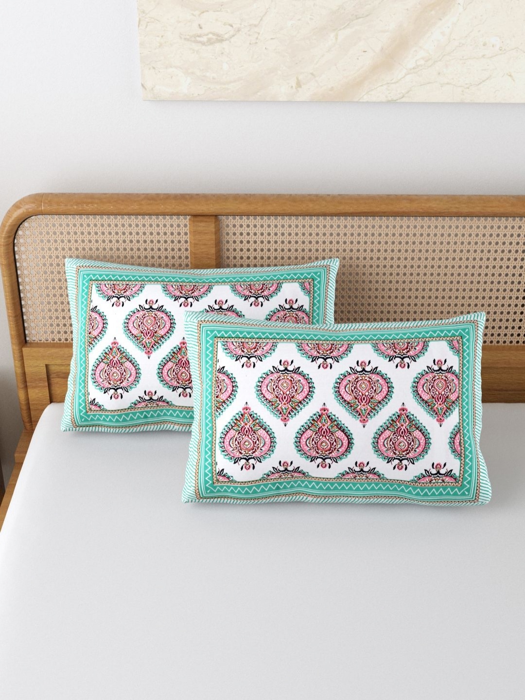 BLOCKS OF INDIA Blue & White 2 Pieces Printed Pure Cotton Rectangle Pillow Covers, Turquoise blue
BLOCKS OF INDIA Blue & White 2 Pieces Printed Pure Cotton Rectangle Pillow Covers, Turquoise blue