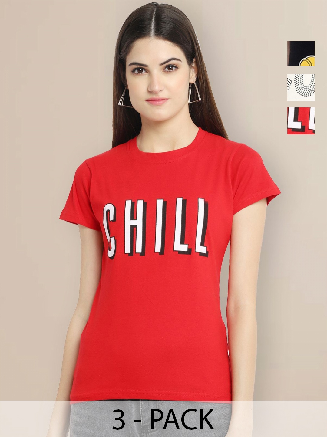 Metronaut Women Pack of 3 Mickey Mouse Graphic Printed Round Neck Cotton T-shirts, Red
Metronaut Women Pack of 3 Mickey Mouse Graphic Printed Round Neck Cotton T-shirts, Red