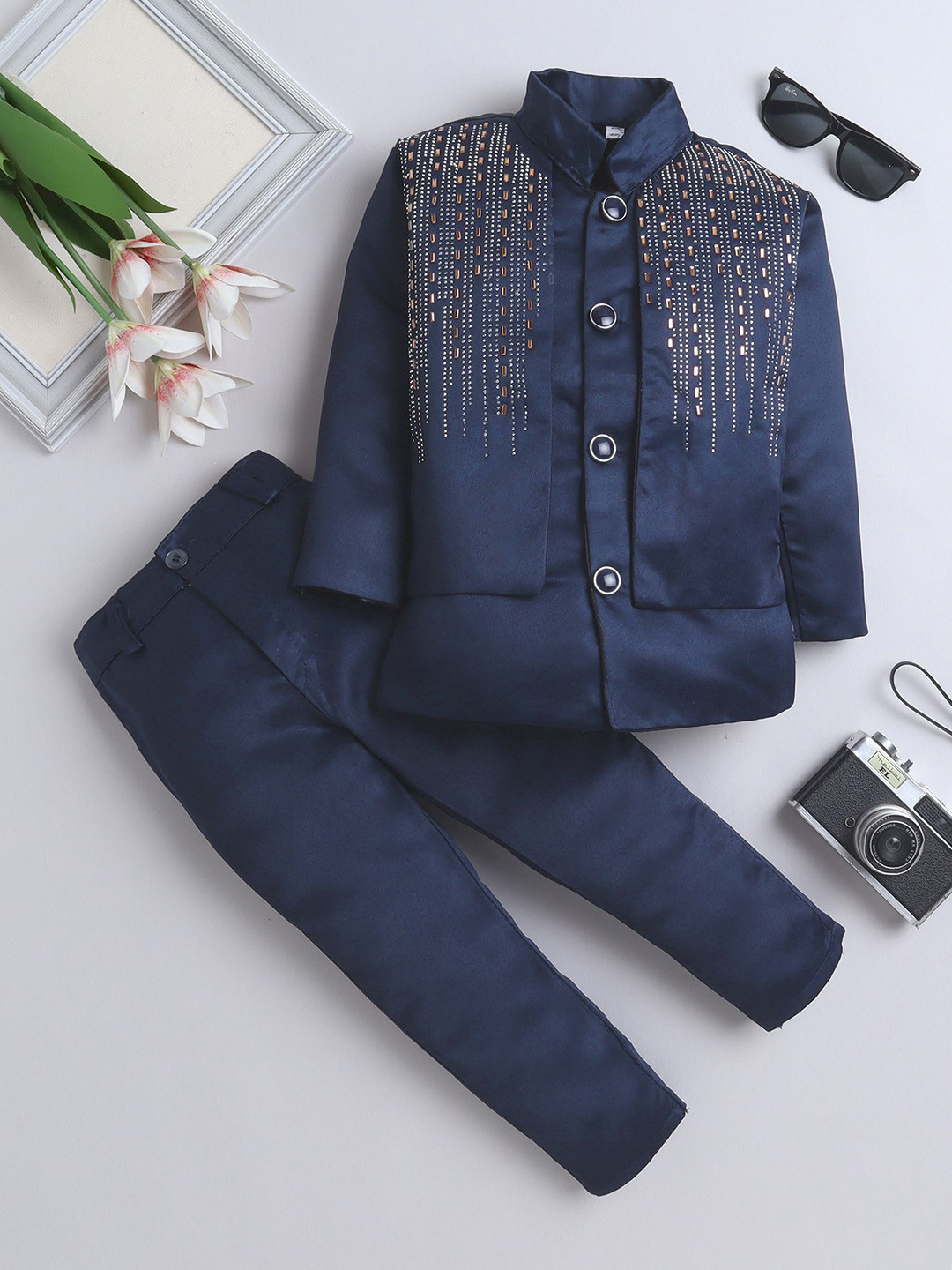 BAESD Boys 2-Pc Stone Work Bandhgala Party Suit, Navy blue
BAESD Boys 2-Pc Stone Work Bandhgala Party Suit, Navy blue