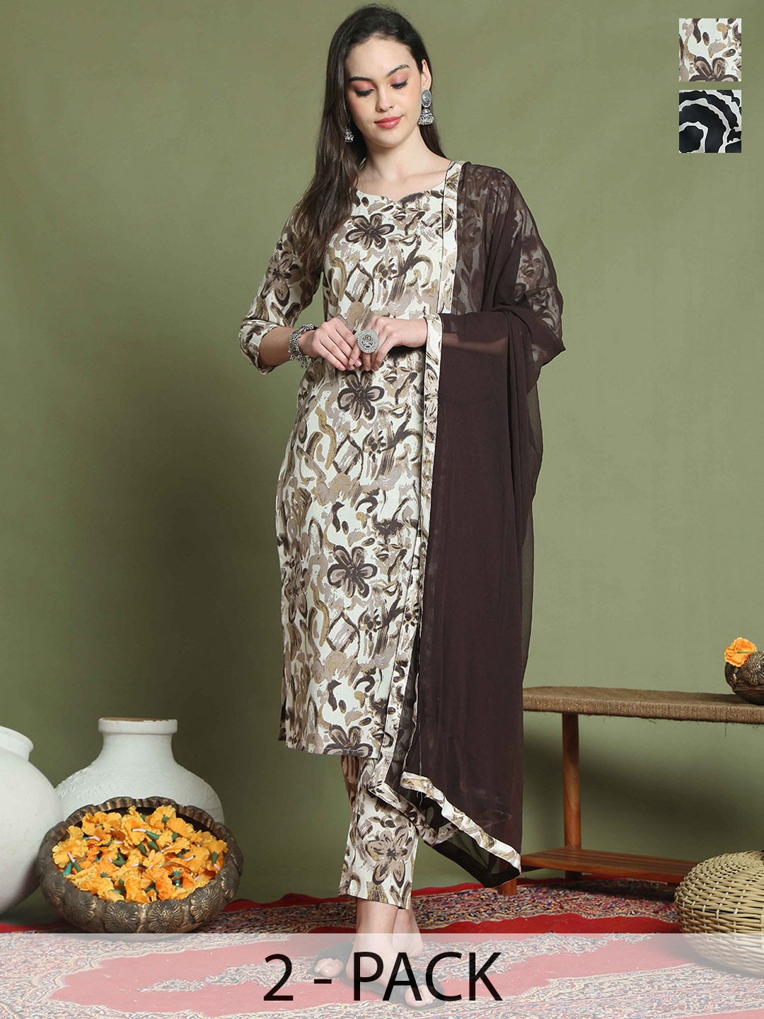Roly Poly Selection Of 2 Floral Printed Straight Kurta with Trouser & Dupatta, Black
Roly Poly Selection Of 2 Floral Printed Straight Kurta with Trouser & Dupatta, Black
