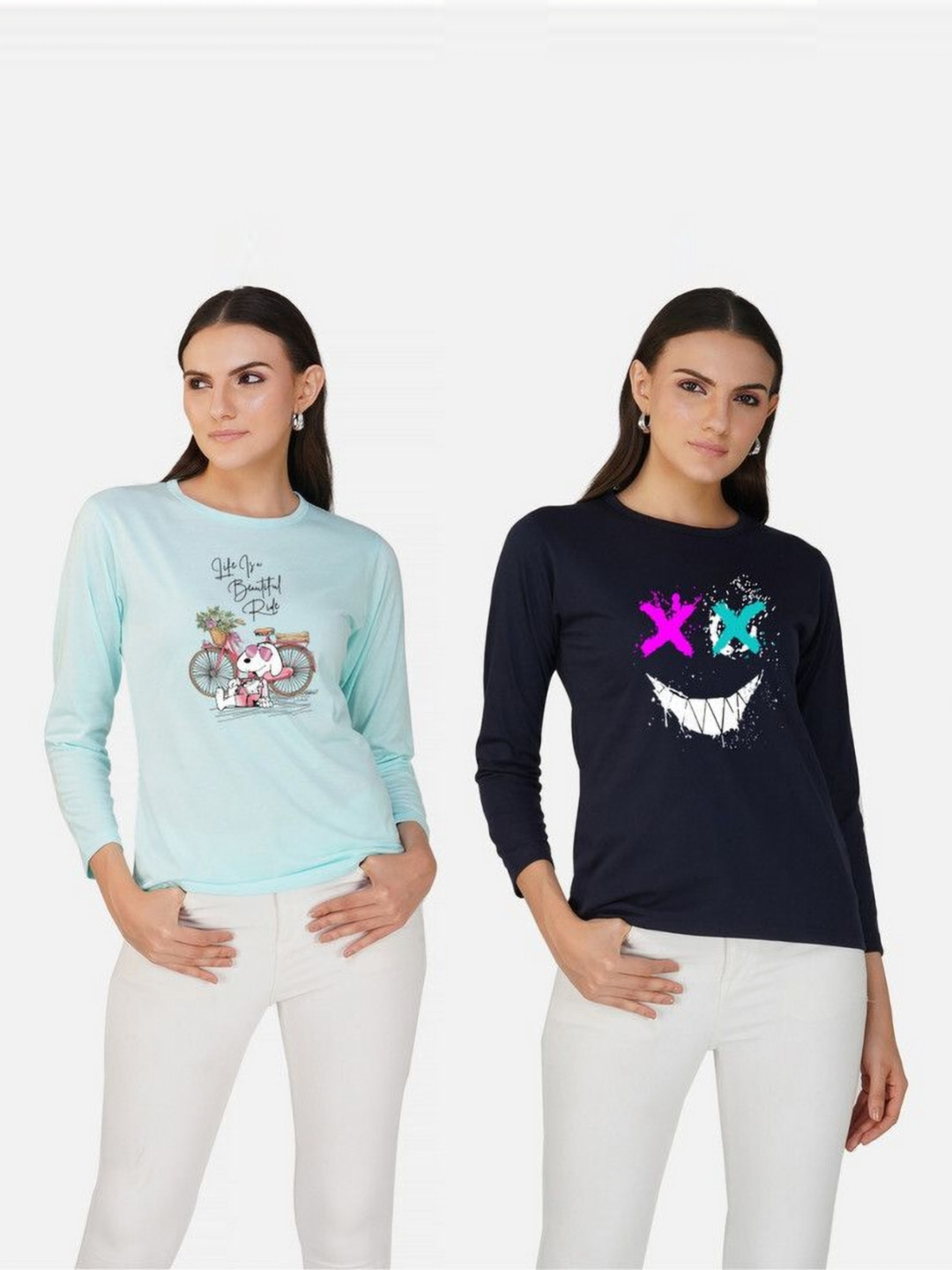 Metronaut Women Pack of 2 Bio Finish Graphic Printed Round Neck Cotton T-shirts, Turquoise blue
Metronaut Women Pack of 2 Bio Finish Graphic Printed Round Neck Cotton T-shirts, Turquoise blue