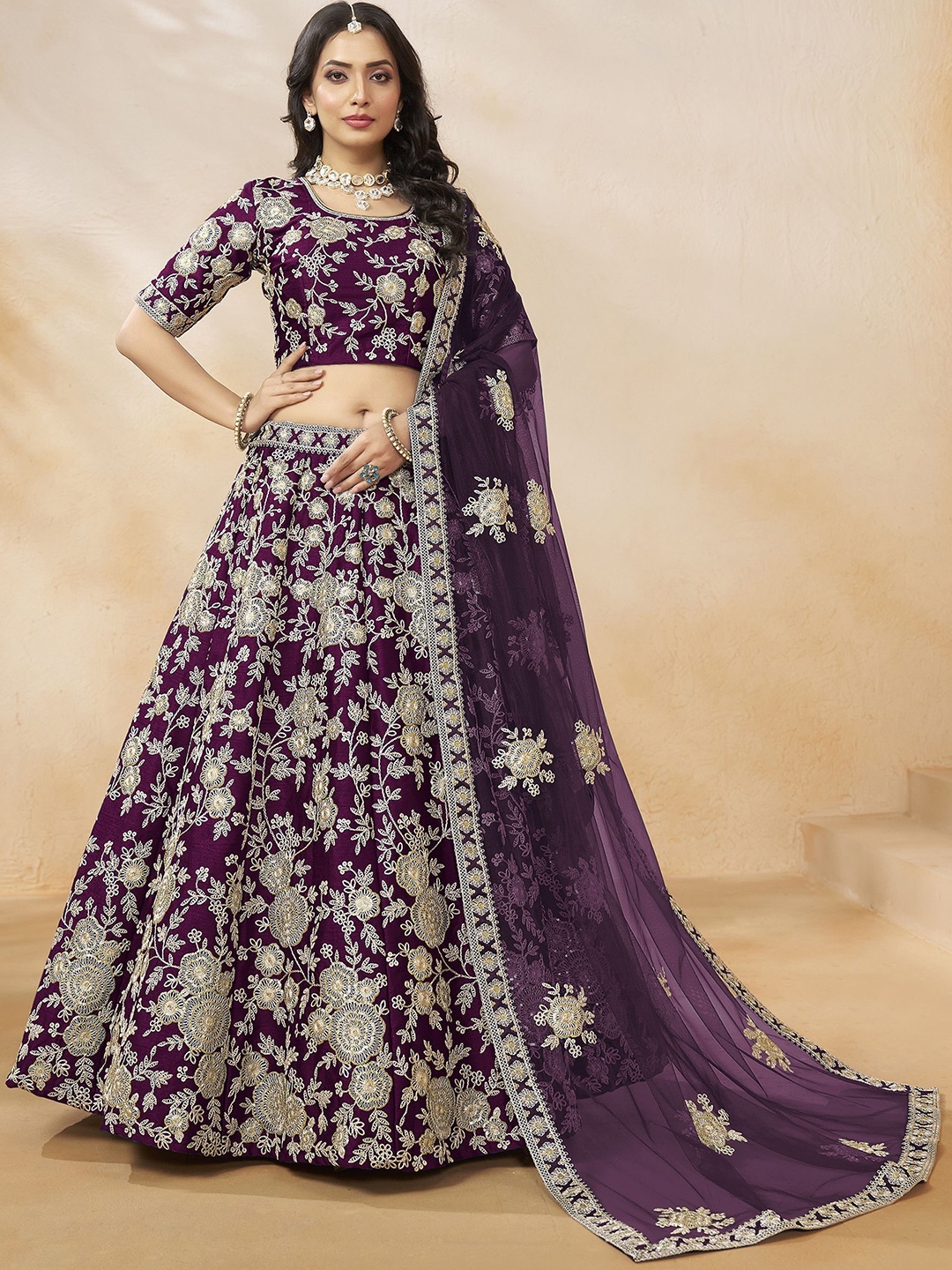 FABPIXEL Embroidered Sequinned Semi-Stitched Lehenga & Unstitched Blouse With Dupatta, Purple
FABPIXEL Embroidered Sequinned Semi-Stitched Lehenga & Unstitched Blouse With Dupatta, Purple