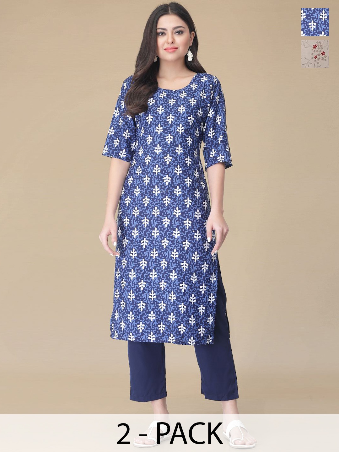 Moda Rapido Selection Of 2 Floral Printed Round Neck Straight Kurtas With Trousers, Red
Moda Rapido Selection Of 2 Floral Printed Round Neck Straight Kurtas With Trousers, Red