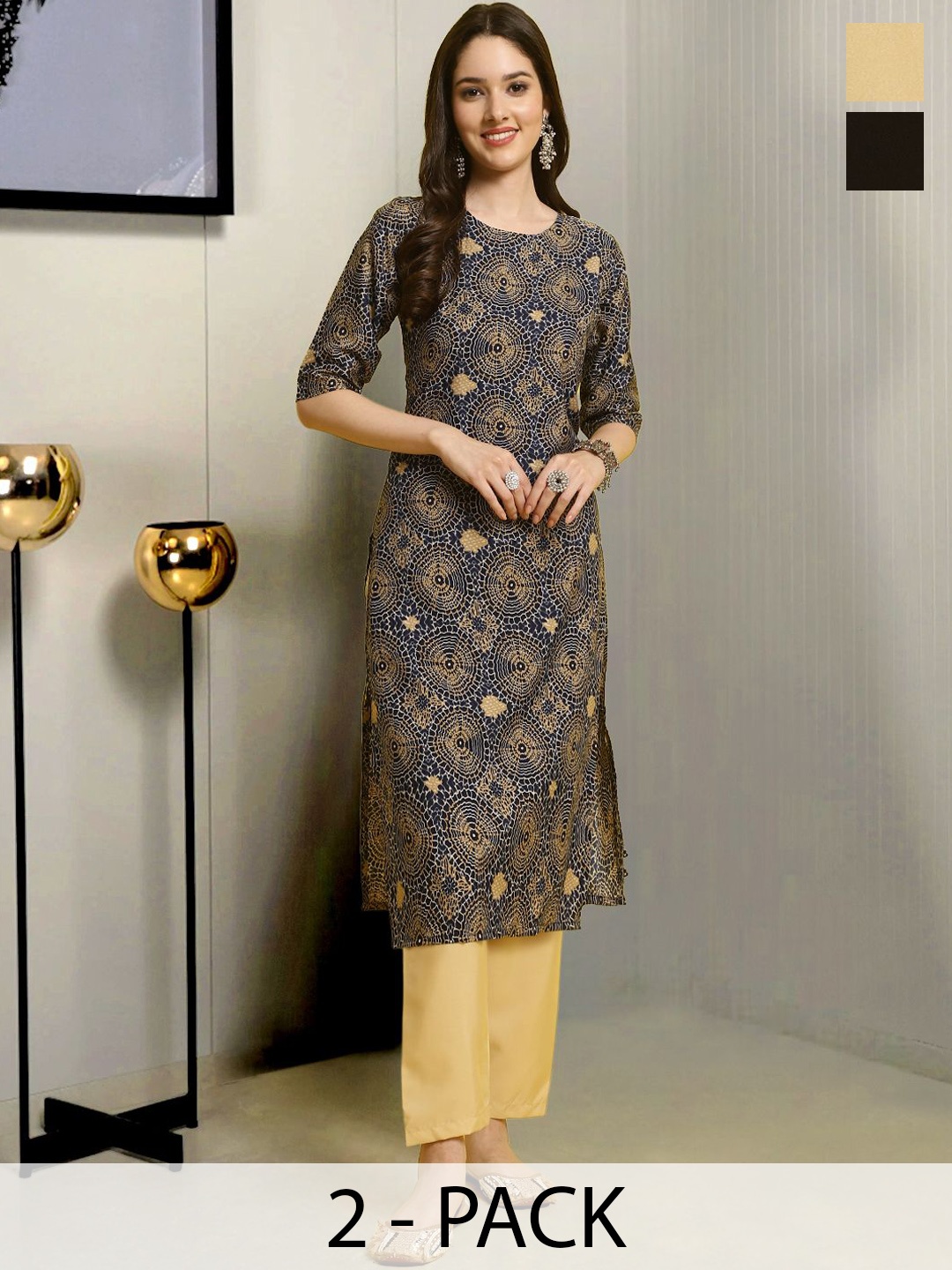 Moda Rapido Selection Of 2 Ethnic Motifs Printed Straight Kurta With Trousers, Beige
Moda Rapido Selection Of 2 Ethnic Motifs Printed Straight Kurta With Trousers, Beige