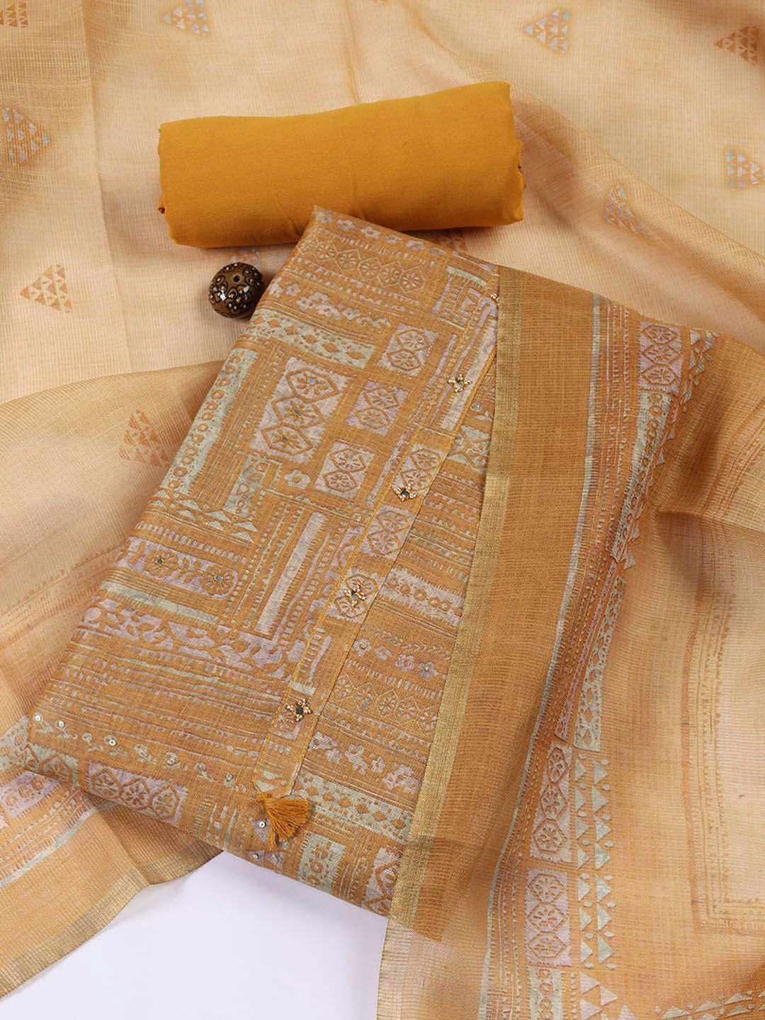 Meena Bazaar Ethnic Motifs Printed Beads and Stones Unstitched Dress Material, Yellow
Meena Bazaar Ethnic Motifs Printed Beads and Stones Unstitched Dress Material, Yellow