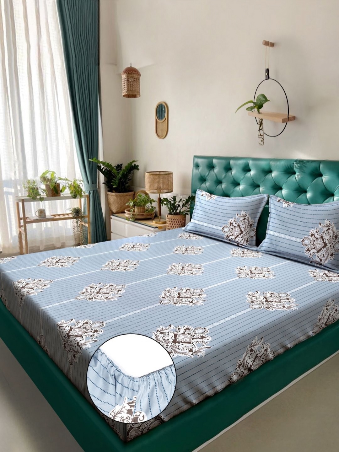 Aura Grey & White Ethnic Motifs Printed Fitted 300 TC King Bedsheet Set 2.50 m X 2.25 m
Aura Grey & White Ethnic Motifs Printed Fitted 300 TC King Bedsheet Set 2.50 m X 2.25 m