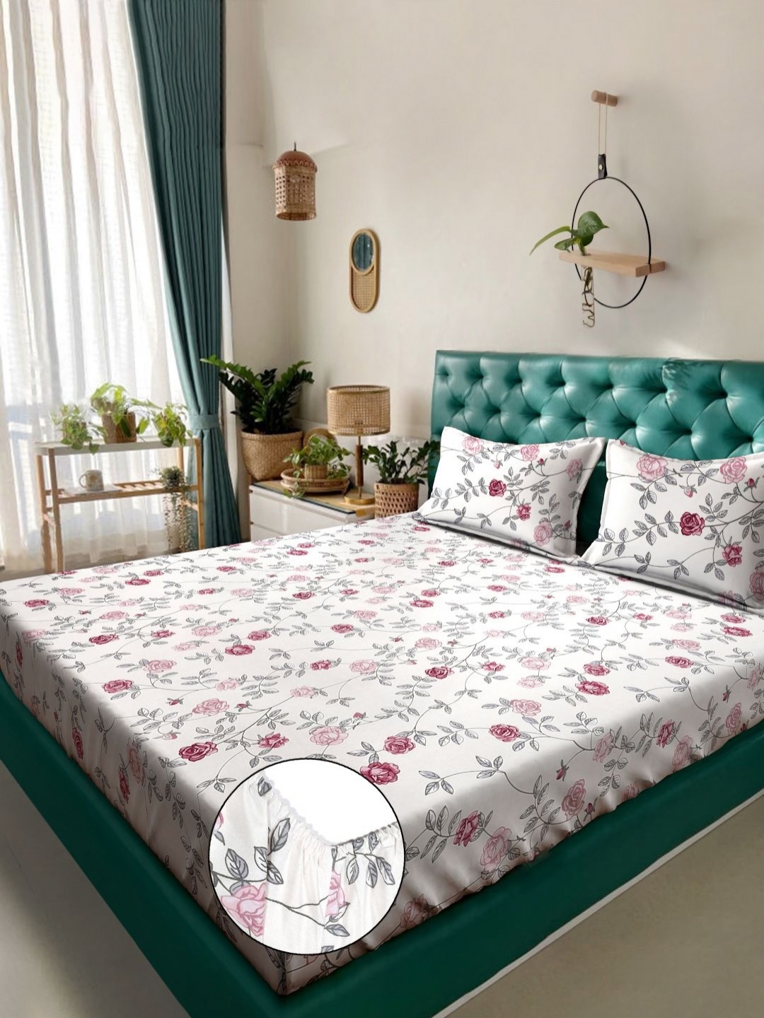 Aura Cream-Coloured & Grey Floral Printed Fitted 300 TC King Bedsheet Set 2.50 m X 2.25 m
Aura Cream-Coloured & Grey Floral Printed Fitted 300 TC King Bedsheet Set 2.50 m X 2.25 m