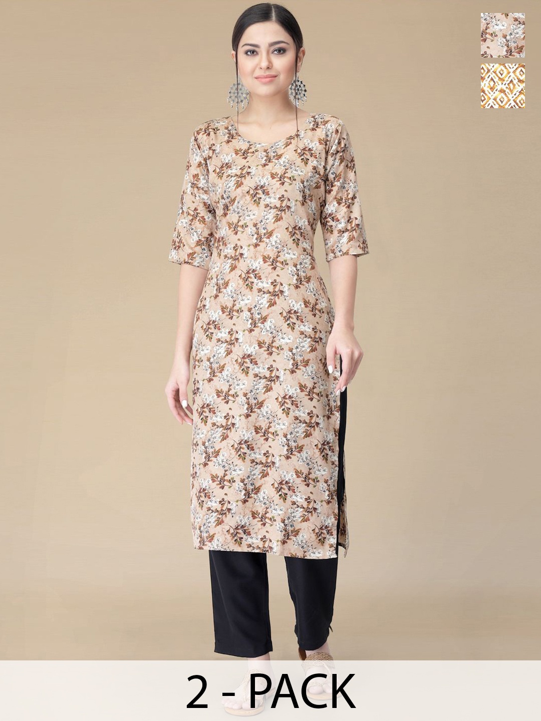 Moda Rapido Selection Of 2 Ethnic Motifs Printed Straight Kurta With Trousers, Yellow
Moda Rapido Selection Of 2 Ethnic Motifs Printed Straight Kurta With Trousers, Yellow